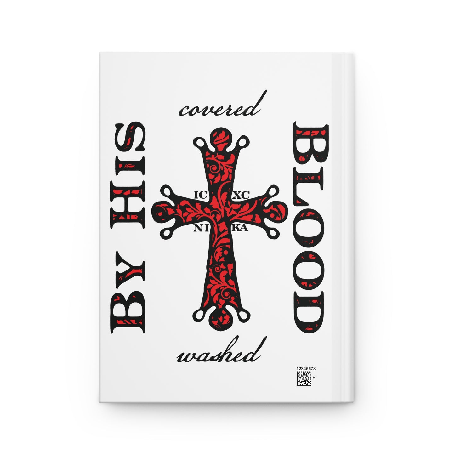 Washed/Covered By His Blood (1 John 1:7) | ICXC NIKA Ornate Red Orthodox Cross | Orthodox Christian Hardcover Journal