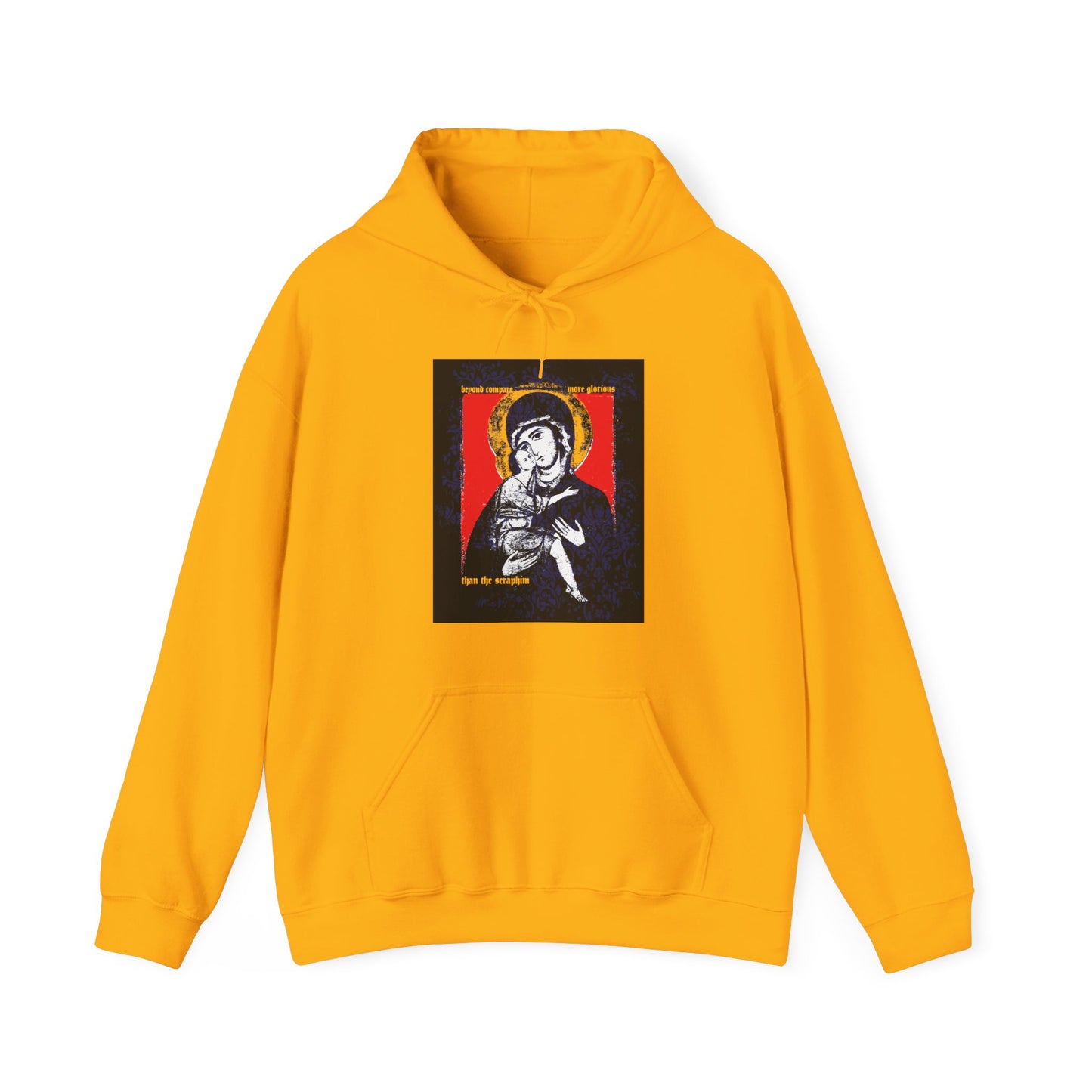 Beyond Compare More Glorious Than the Seraphim | Vladimir Theotokos Iconographic | Orthodox Christian Hoodie