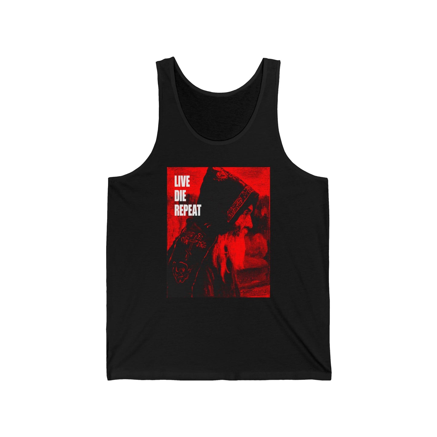 Live Die Repeat (Featuring "Monk" Artwork by Mikhail Nesterov) No. 1 | Orthodox Christian Jersey Tank Top / Sleeveless Shirt