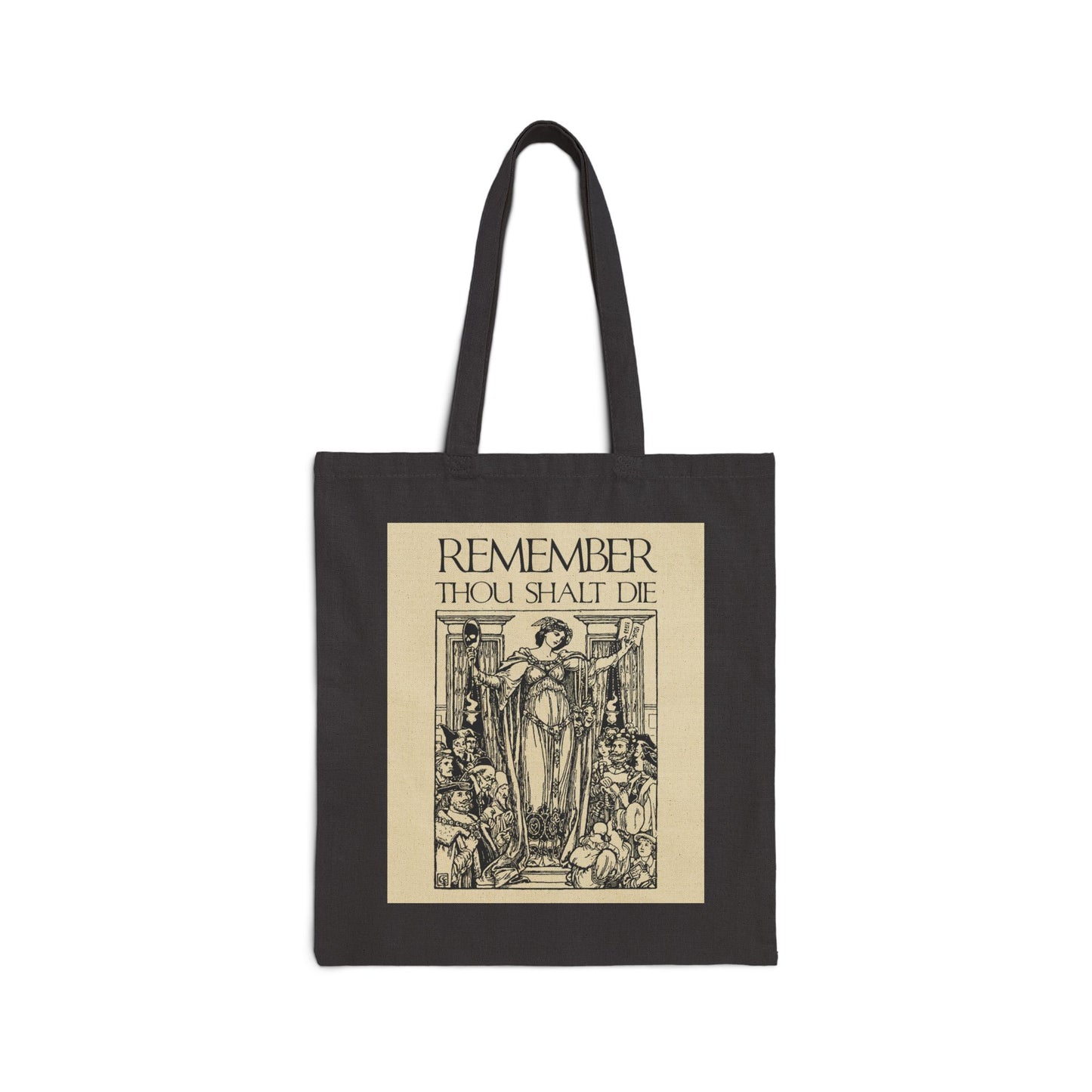 Remember You Will Die Shakespearean Design | Memento Mori | Classic Woodcut Illustration Aesthetic | Orthodox Christian Tote Bag