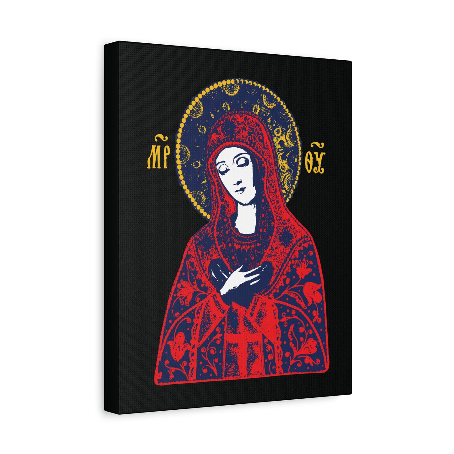 Joy of All Joys Tenderness Theotokos Iconographic Based on Traditional Orthodox Iconography | Red Design | Orthodox Christian Canvas Art