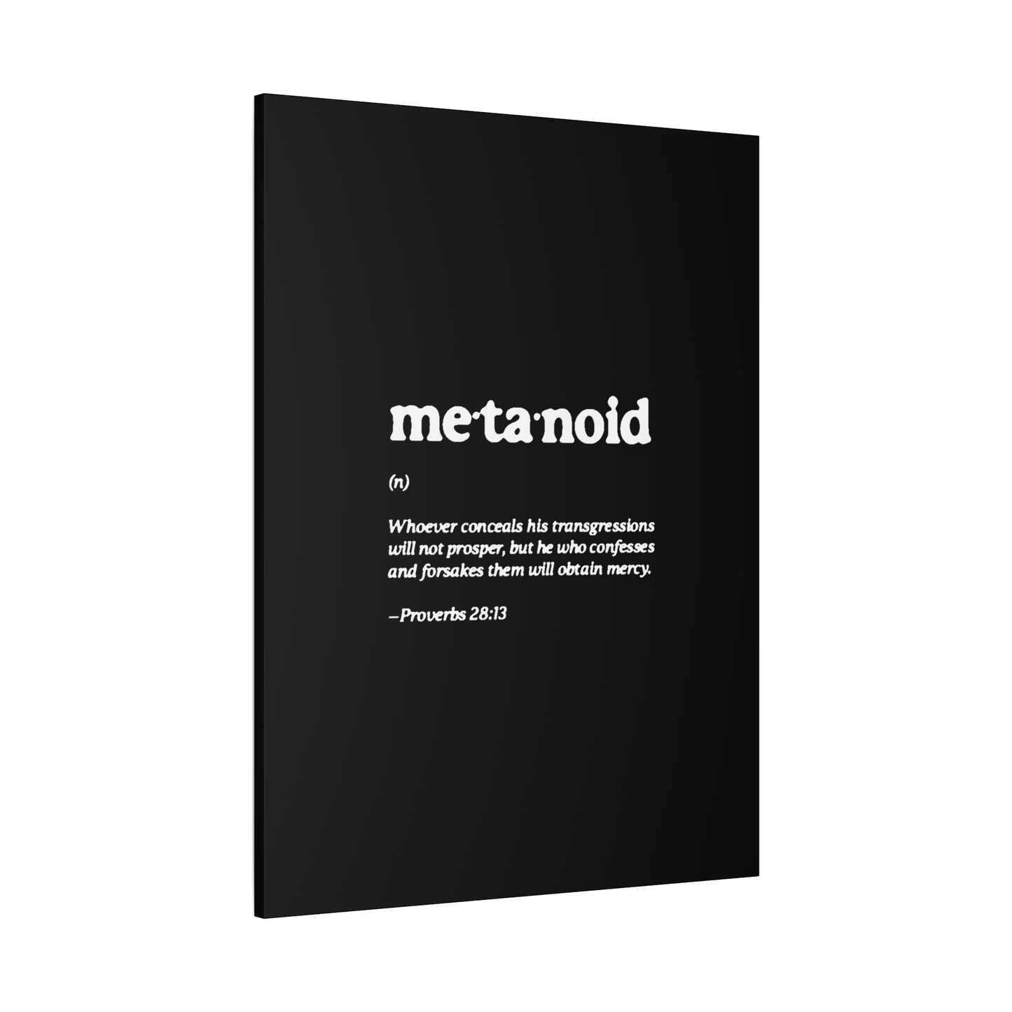 Metanoia Metanoid Definition | Proverbs 28:13 | Confession & Repentance | Minimalist Design | Orthodox Christian Canvas Art