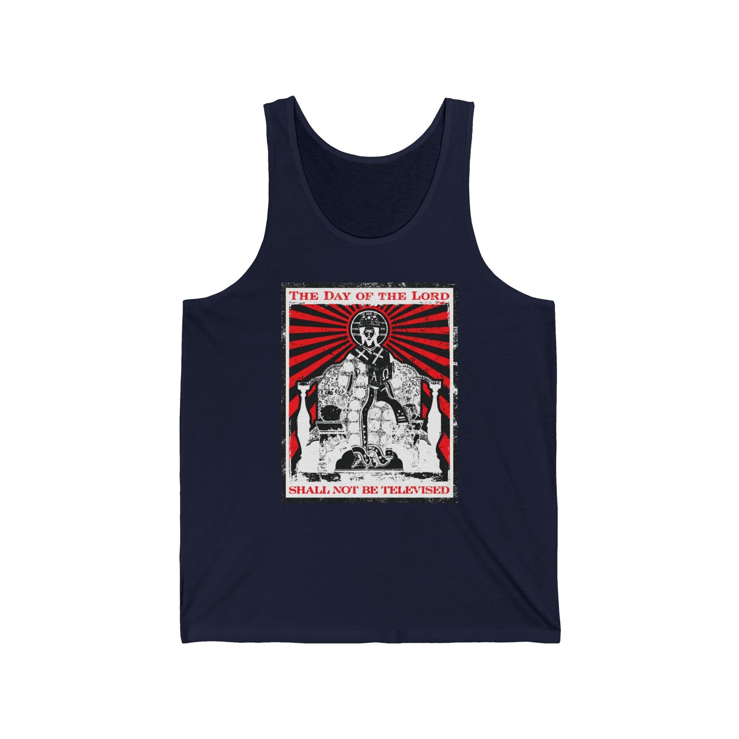 The Day of the Lord Shall Not Be Televised | Jesus Christ Enthroned Iconographic | Second Coming | Revelation | Orthodox Christian Jersey Tank Top