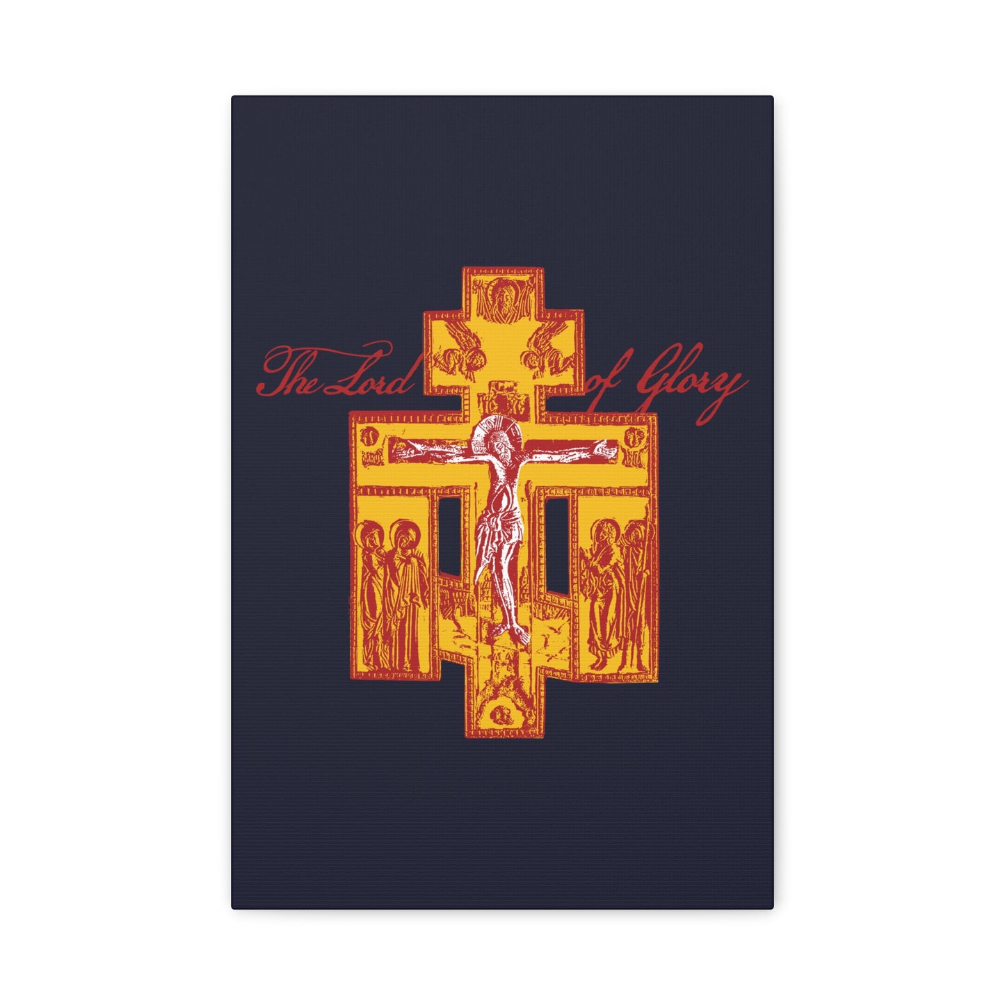 The Lord of Glory | Russian Golgotha Crucifix IconoGraphic (Blue BG) | 1 Corinthians 2:8 | Orthodox Christian Canvas Art
