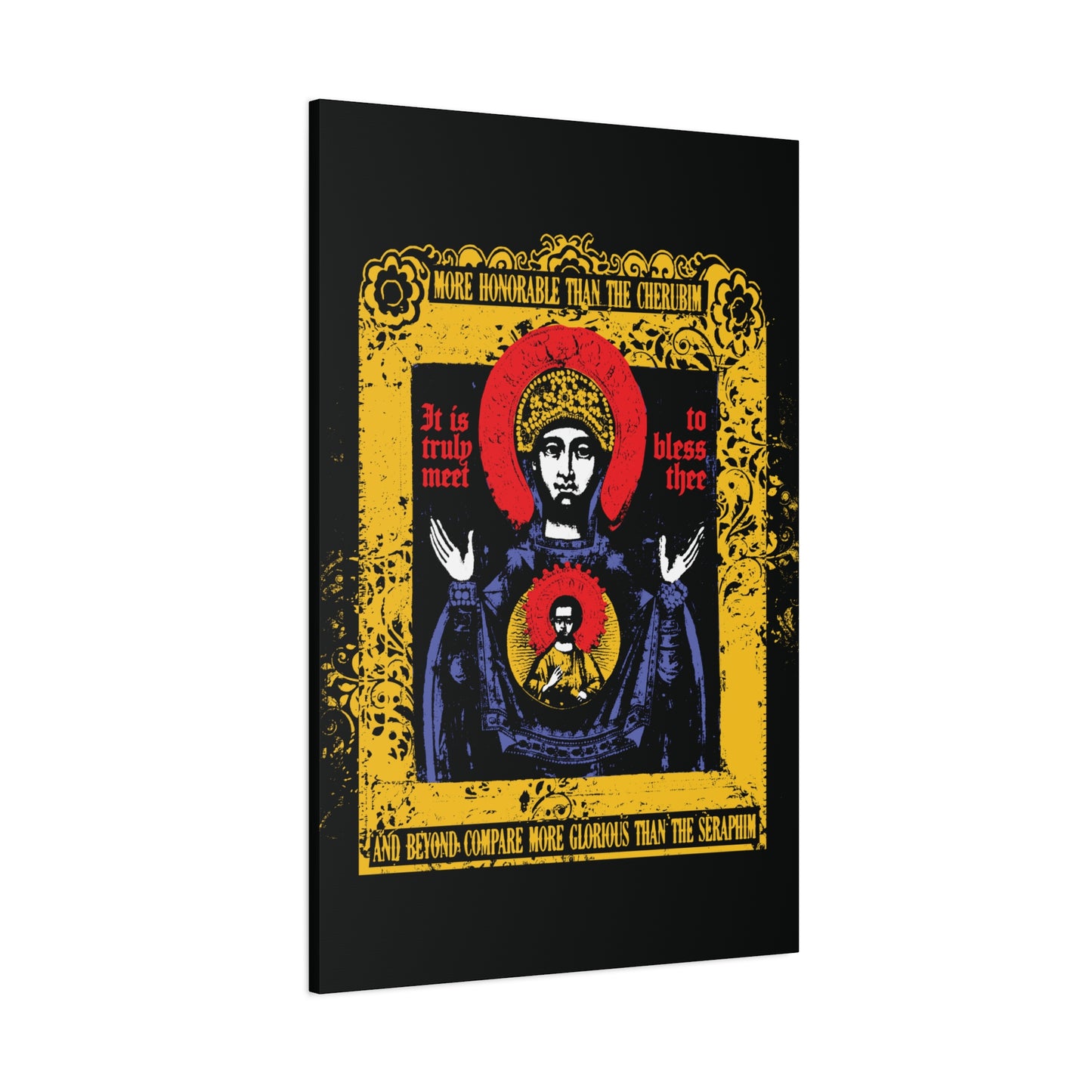 It is Truly Meet To Bless Thee Iconographic | Axion Estin Hymn to the Mother of God Theotokos | Orthodox Christian Canvas Art