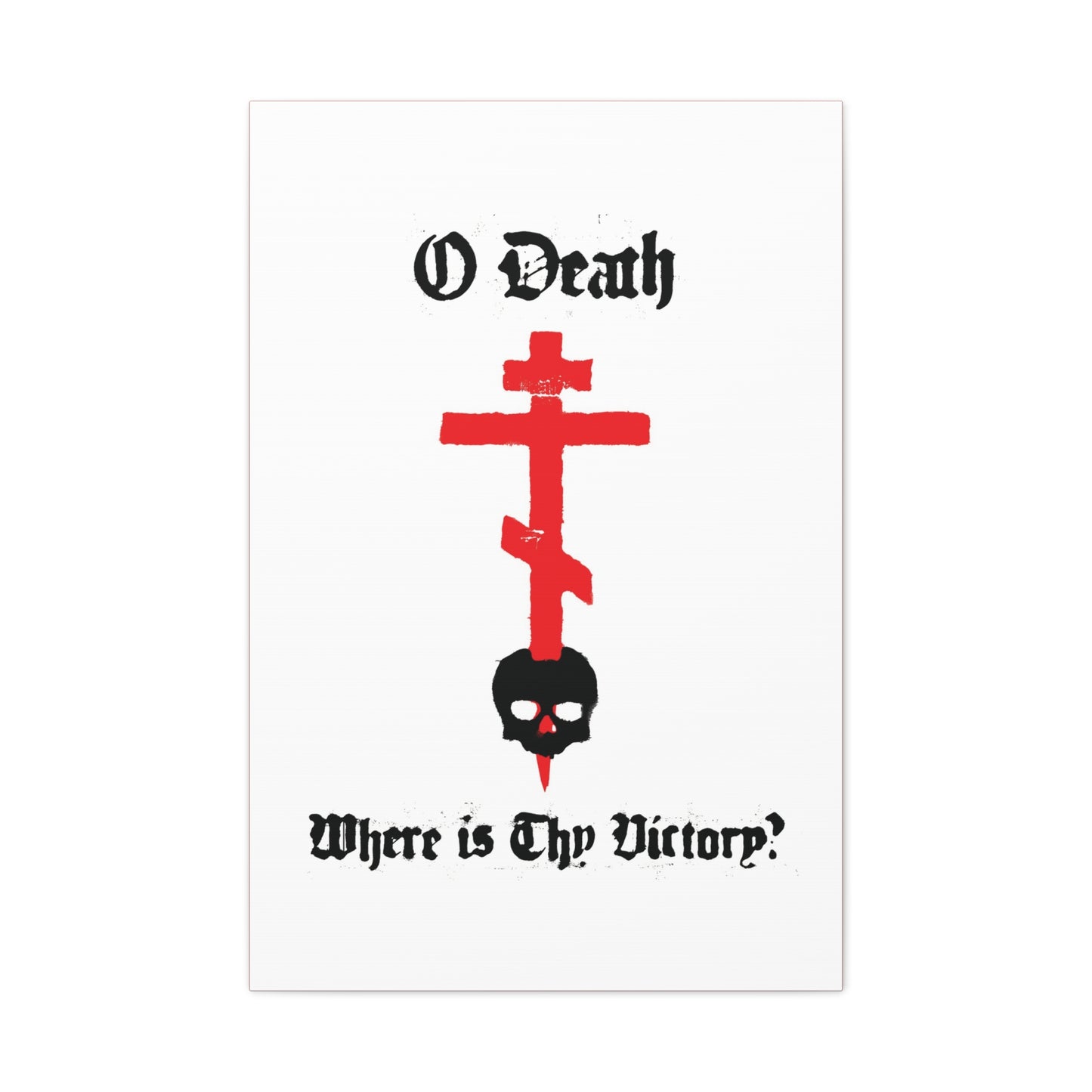 O Death Where is Thy Victory? 1 Cor 15:55 | Cross Stabbing Skull | Spraypaint Aesthetic | Orthodox Christian Canvas Art