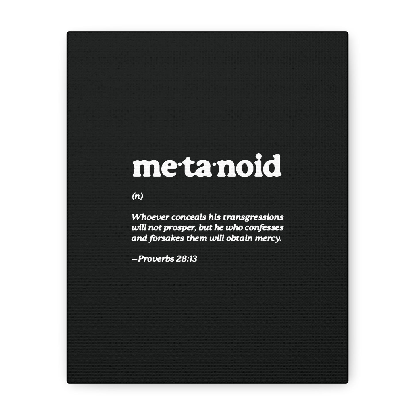 Metanoia Metanoid Definition | Proverbs 28:13 | Confession & Repentance | Minimalist Design | Orthodox Christian Canvas Art