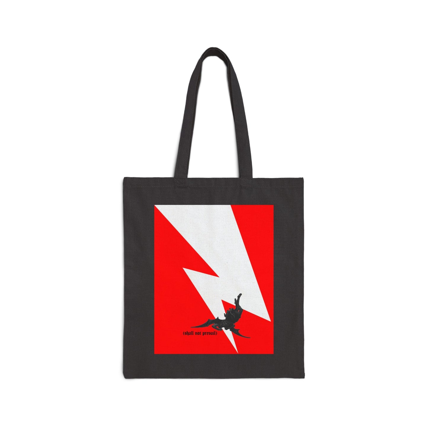 Shall Not Prevail | Satan Fell from Heaven Like Lightning (Luke 10:18) | Minimalist Design | Orthodox Christian Canvas Tote Bag