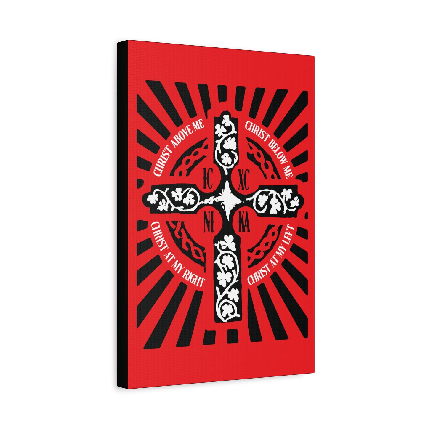 Red ICXC NIKA Enniskillen Celtic Cross | Lorica of St. Patrick | Shield Prayer | Orthodox Christian Canvas Art