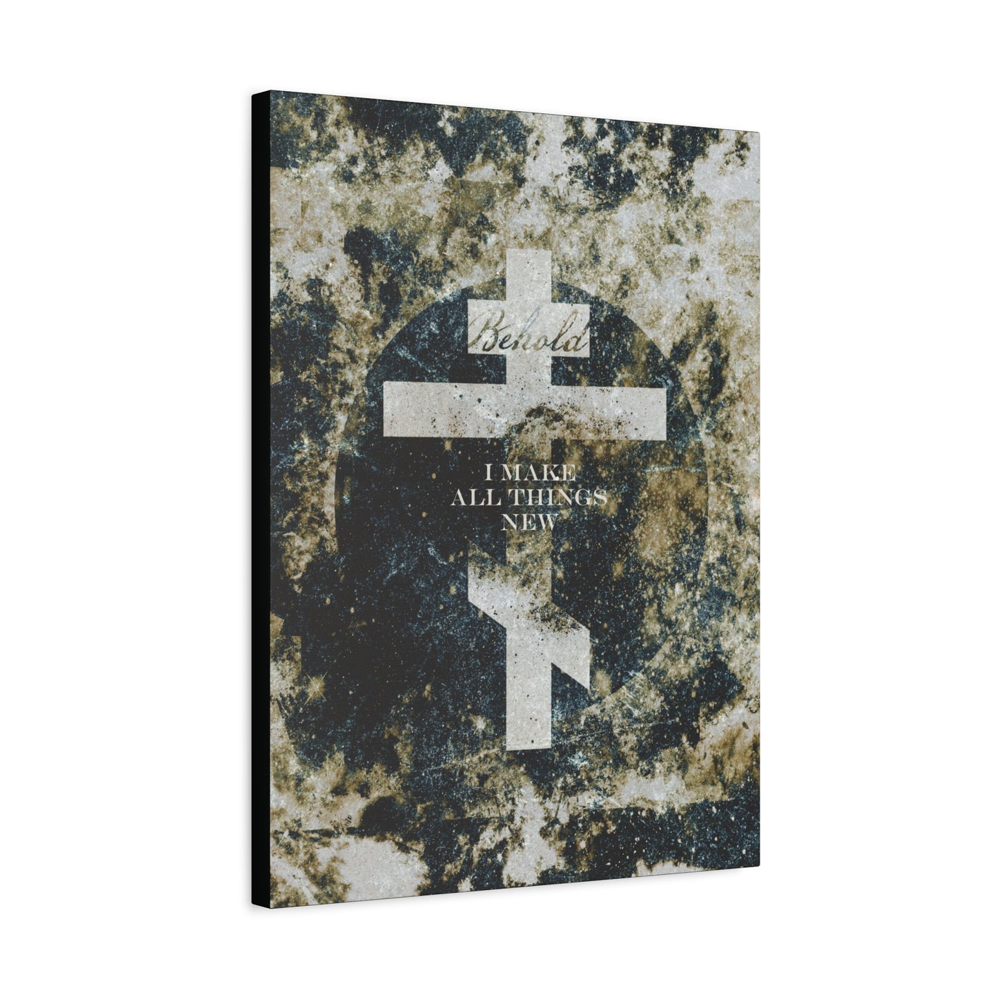 Behold, I Make All Things New | Revelation 21:5 | Cosmic Textured Orthodox Cross | Parousia | Orthodox Christian Canvas Art