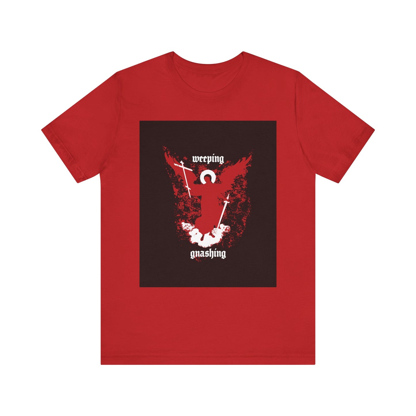 Weeping and Gnashing (Matthew 13:41) | Red Avenging Angel IconoGraphic | Orthodox Christian Lightweight Cotton Unisex Tee