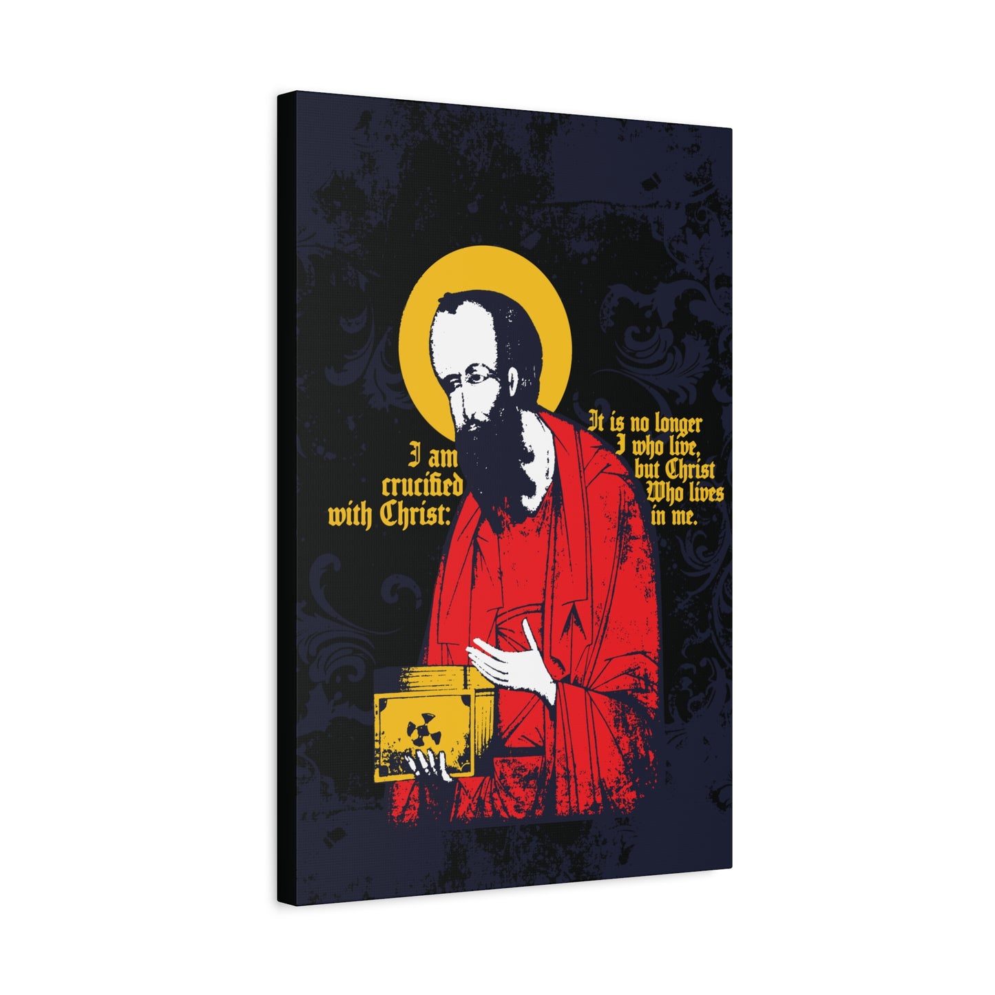 St Paul Holding Gospel Iconographic | I am crucified with Christ (Galatians 2:20) | Orthodox Christian Canvas Art