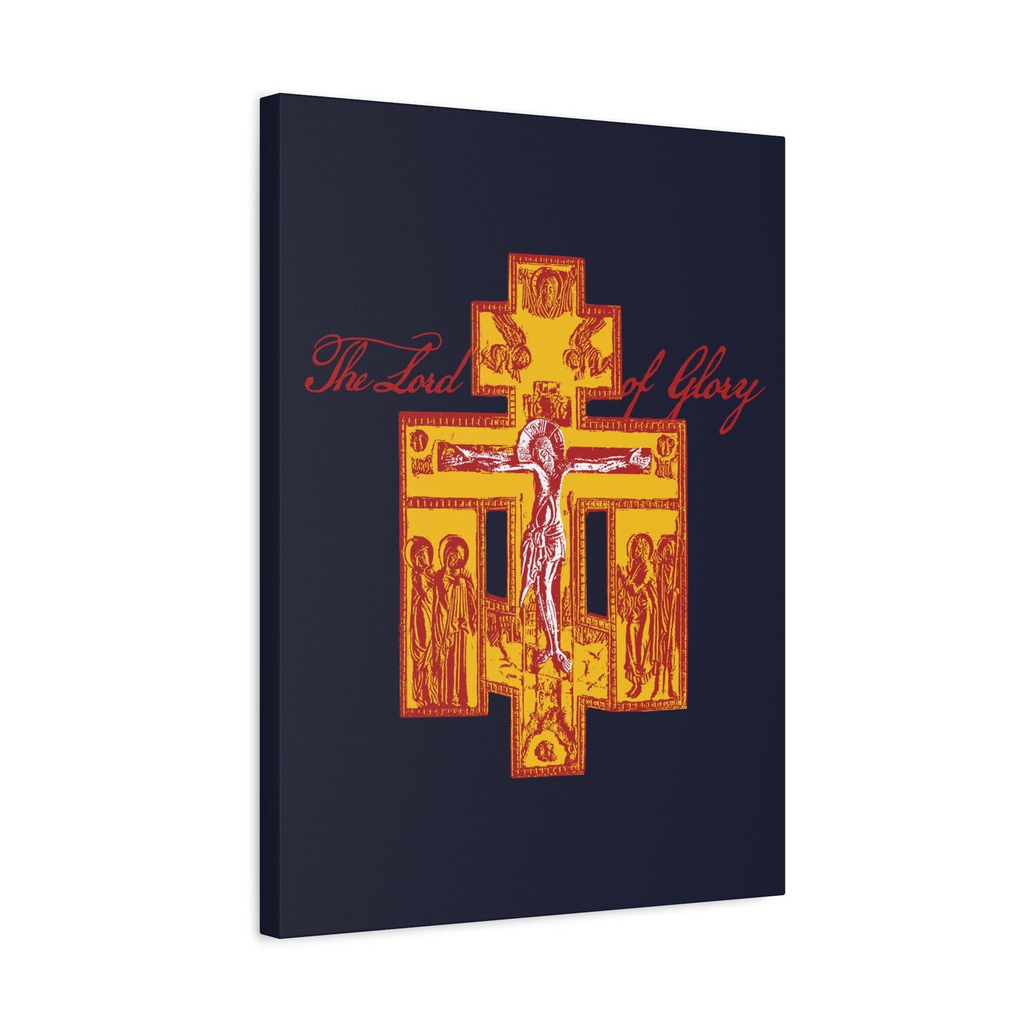 The Lord of Glory | Russian Golgotha Crucifix IconoGraphic (Blue BG) | 1 Corinthians 2:8 | Orthodox Christian Canvas Art