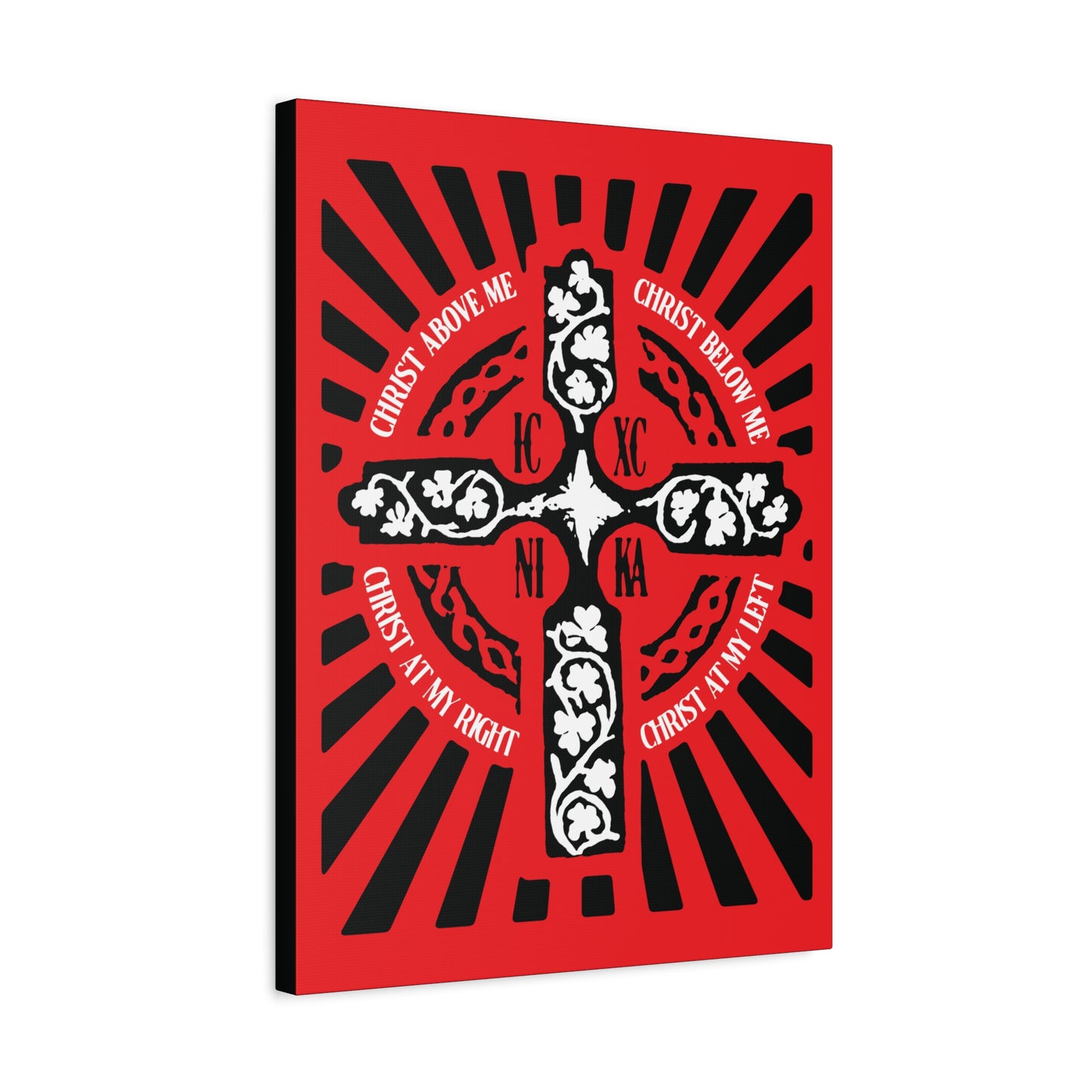 Red ICXC NIKA Enniskillen Celtic Cross | Lorica of St. Patrick | Shield Prayer | Orthodox Christian Canvas Art