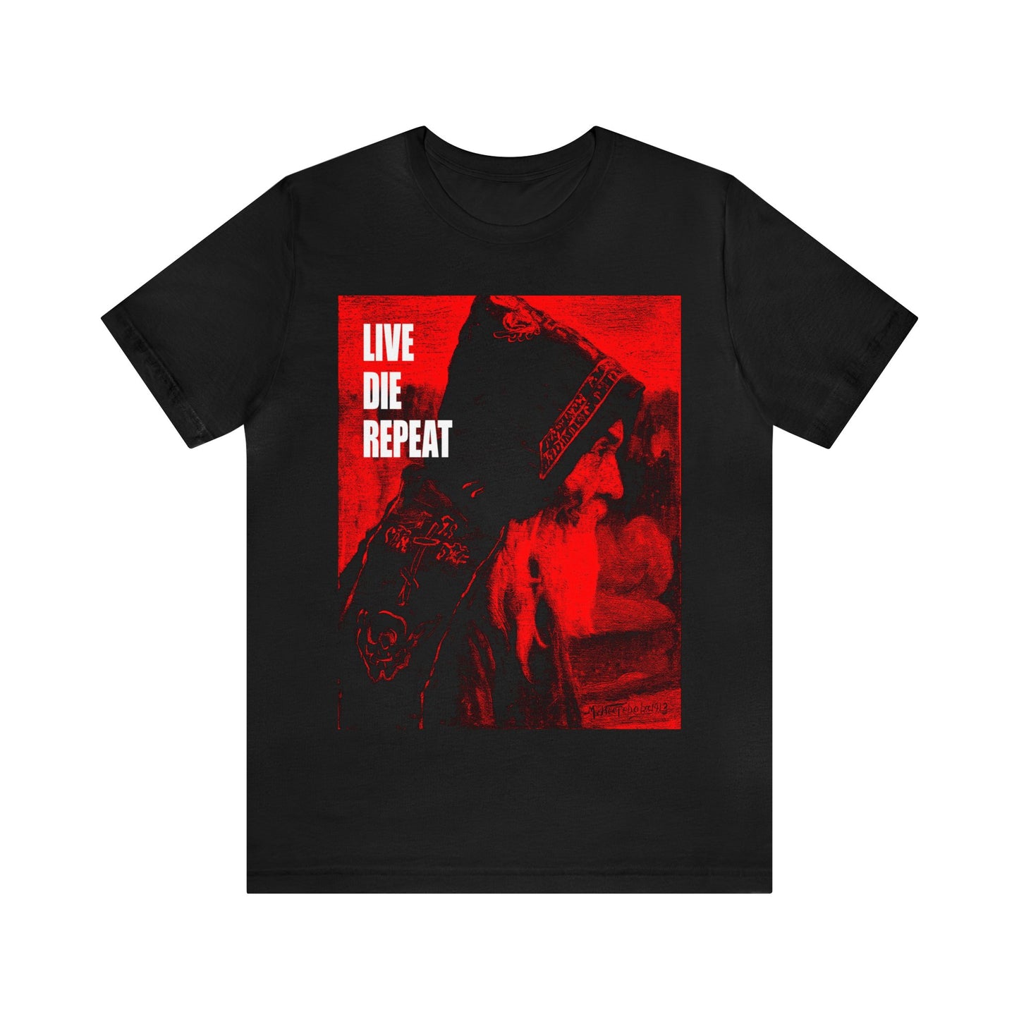 Live Die Repeat (Featuring "Monk" Artwork by Mikhail Nesterov) No. 1 | Orthodox Christian T-Shirt