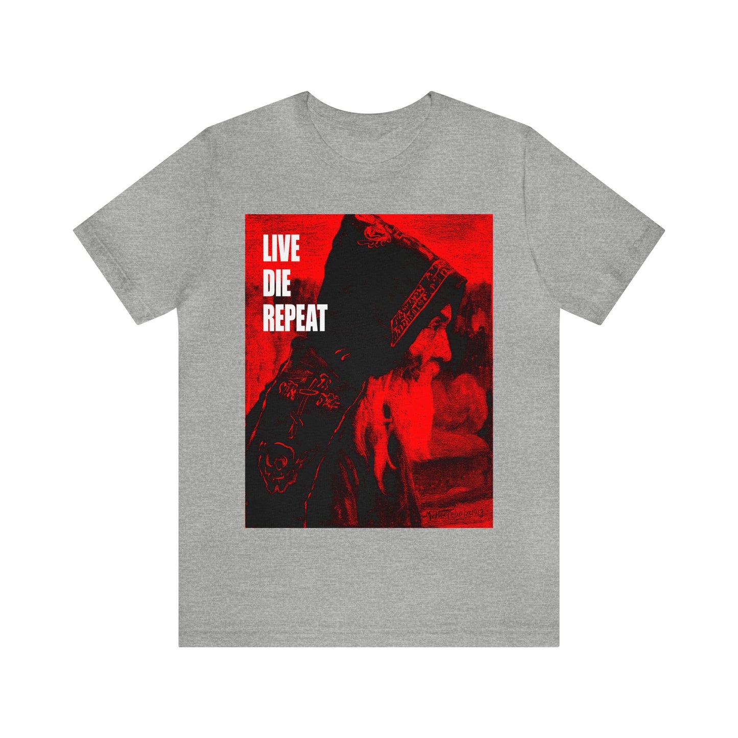 Live Die Repeat (Featuring "Monk" Artwork by Mikhail Nesterov) No. 1 | Orthodox Christian T-Shirt