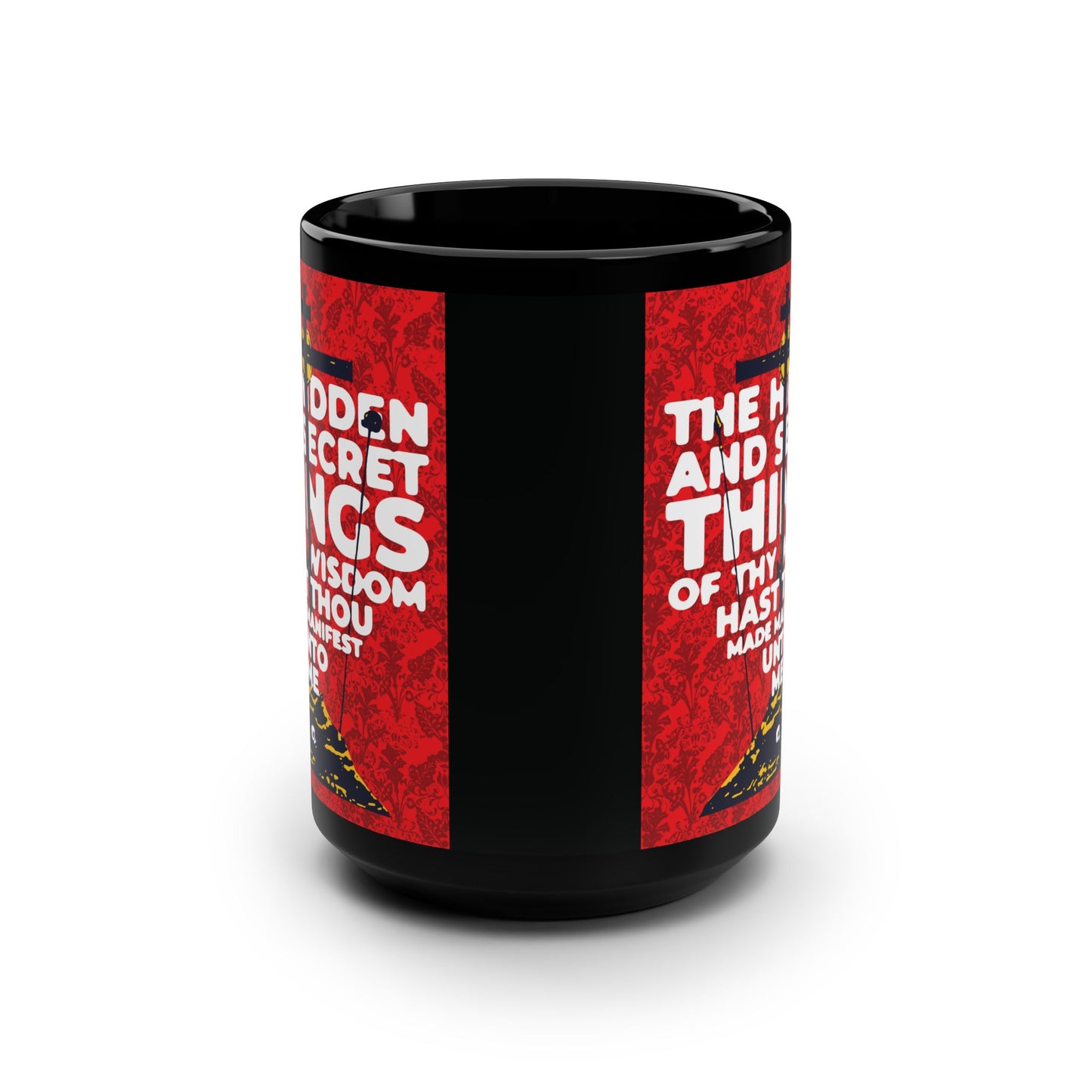 The Hidden and Secret Things of Thy Wisdom (Psalm 50/51) | Golgotha Cross | Skull of Adam | Orthodox Christian 15oz Black Mug
