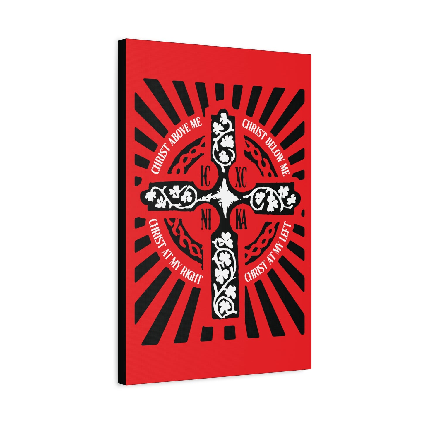 Red ICXC NIKA Enniskillen Celtic Cross | Lorica of St. Patrick | Shield Prayer | Orthodox Christian Canvas Art