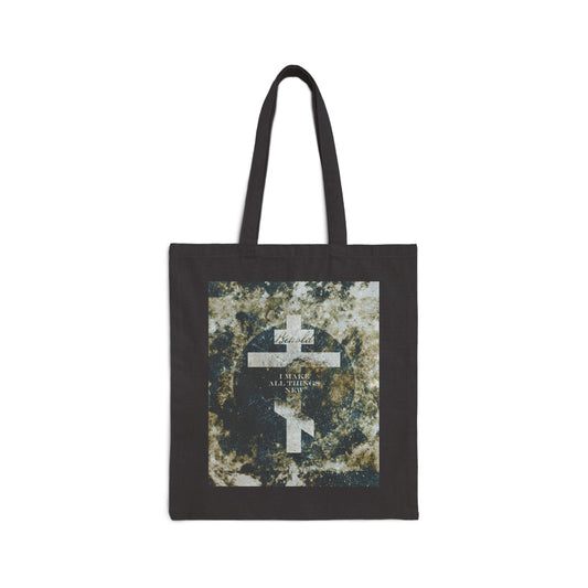 Behold, I Make All Things New | Revelation 21:5 | Cosmic Textured Orthodox Cross | Parousia | Orthodox Christian Tote Bag