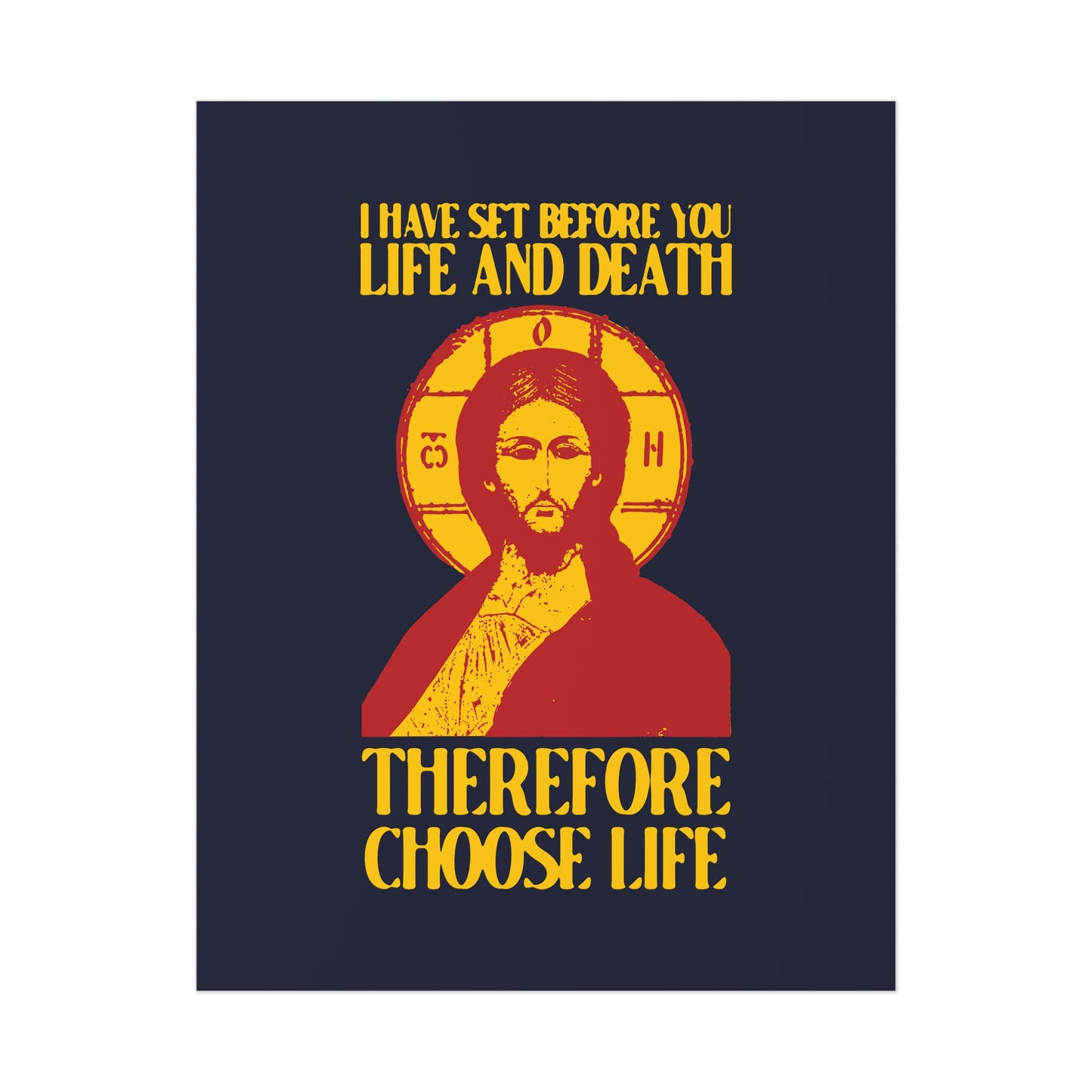 I Have Set Before You Life and Death (Deut. 30:11-20) Blue Design No. 1 | Orthodox Christian Art Poster