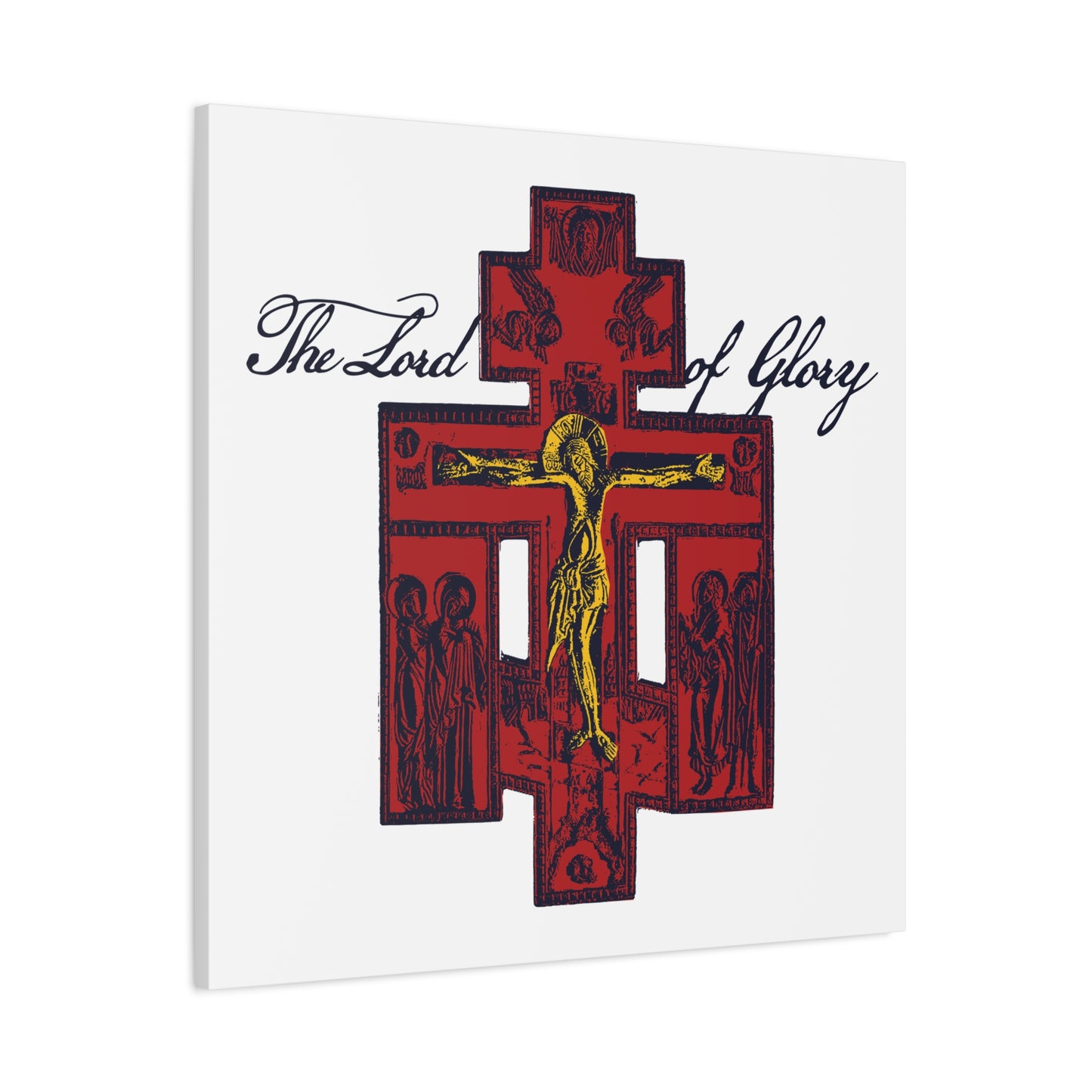 The Lord of Glory | Russian Golgotha Crucifix IconoGraphic (White BG) | 1 Corinthians 2:8 | Orthodox Christian Canvas Art