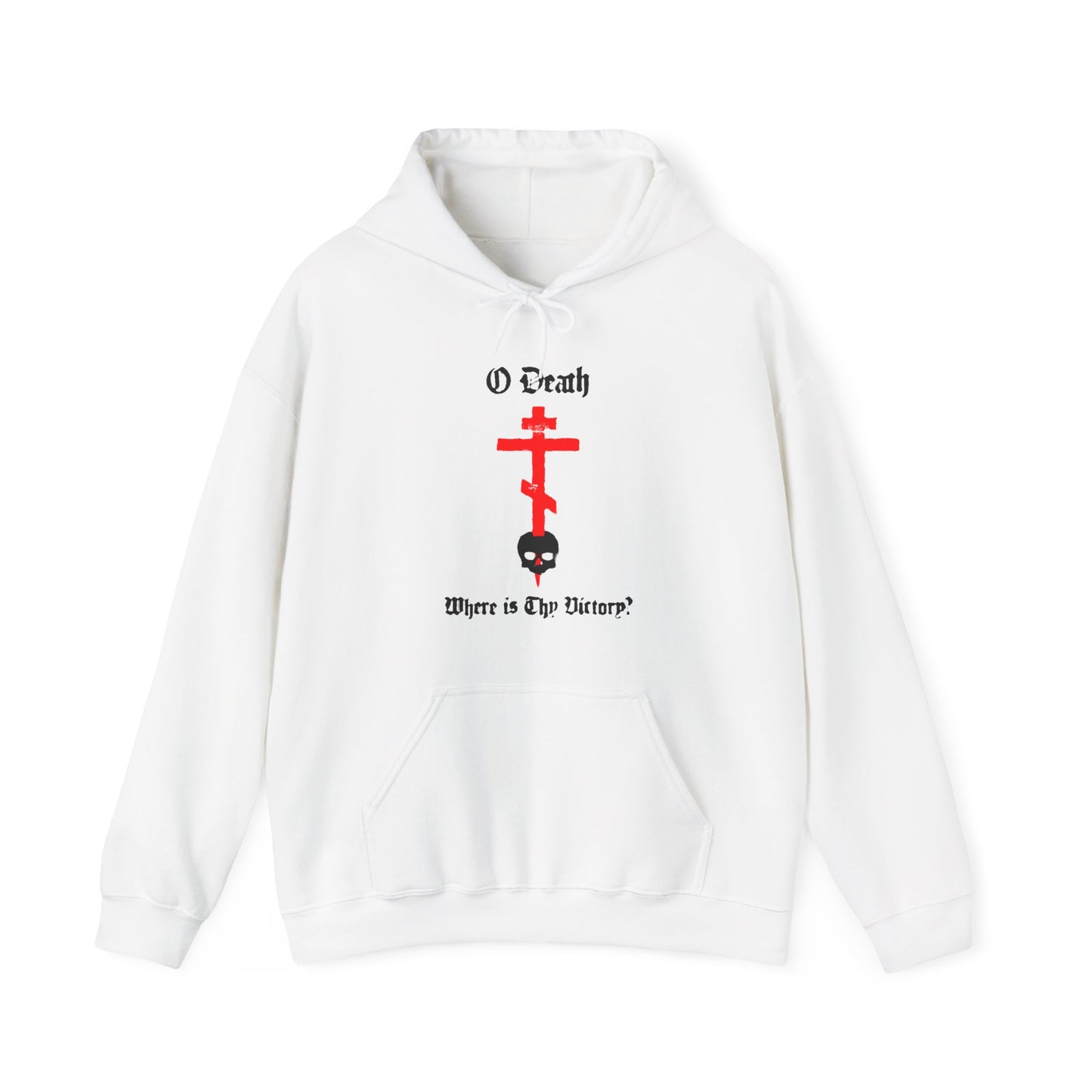 O Death Where is Thy Victory? 1 Cor 15:55 | Cross Stabbing Skull | Spraypaint Aesthetic | Orthodox Christian Hoodie