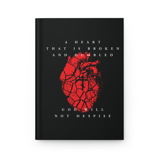 A Heart That is Broken and Humbled God Will Not Despise (Psalm 50/51) | Three-Bar Cross on Red Fractured Heart | Orthodox Christian Accessory | Hardcover Journal-Journal-Remembrance of Death