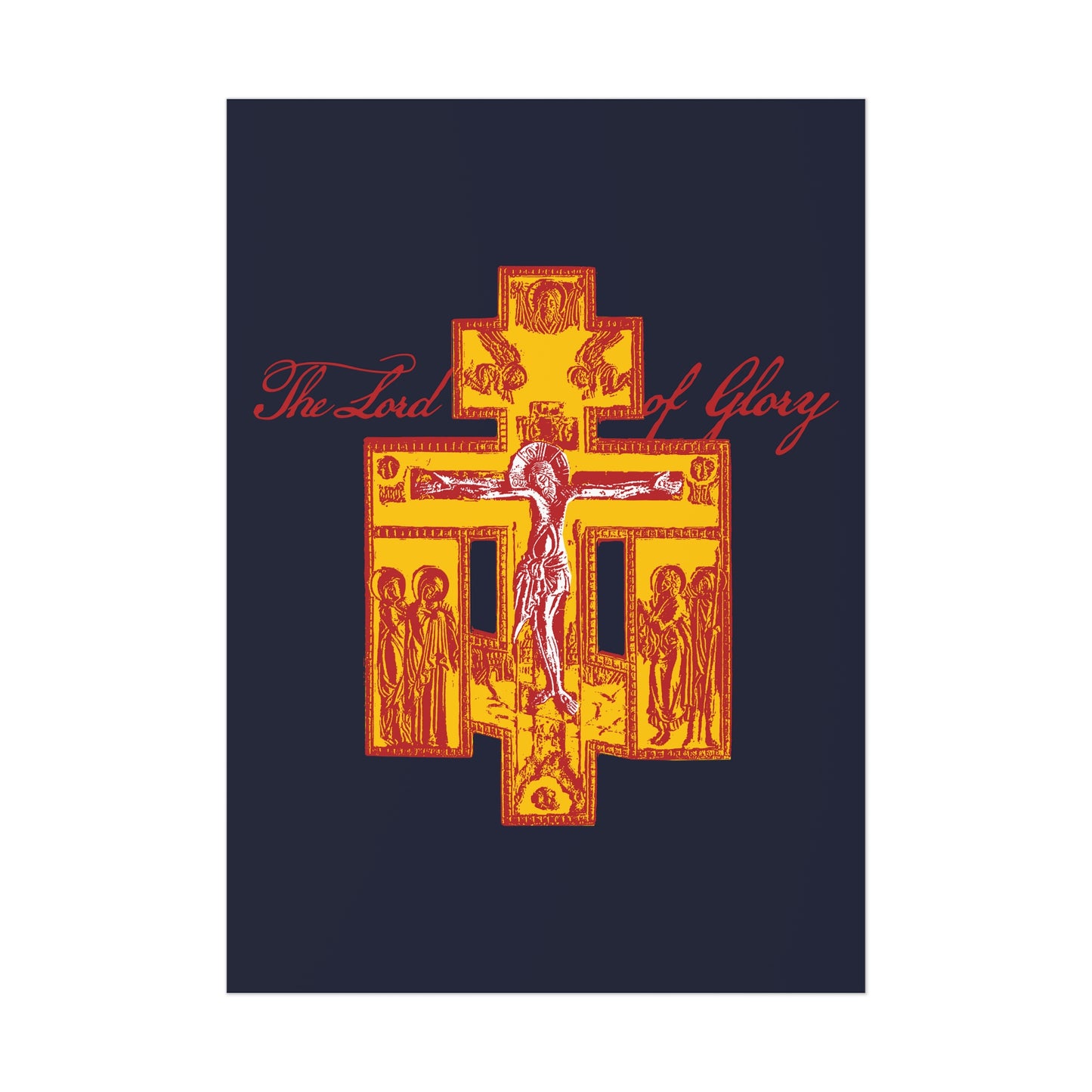 The Lord of Glory | Russian Golgotha Crucifix IconoGraphic (Blue BG) | 1 Corinthians 2:8 | Orthodox Christian Art Poster