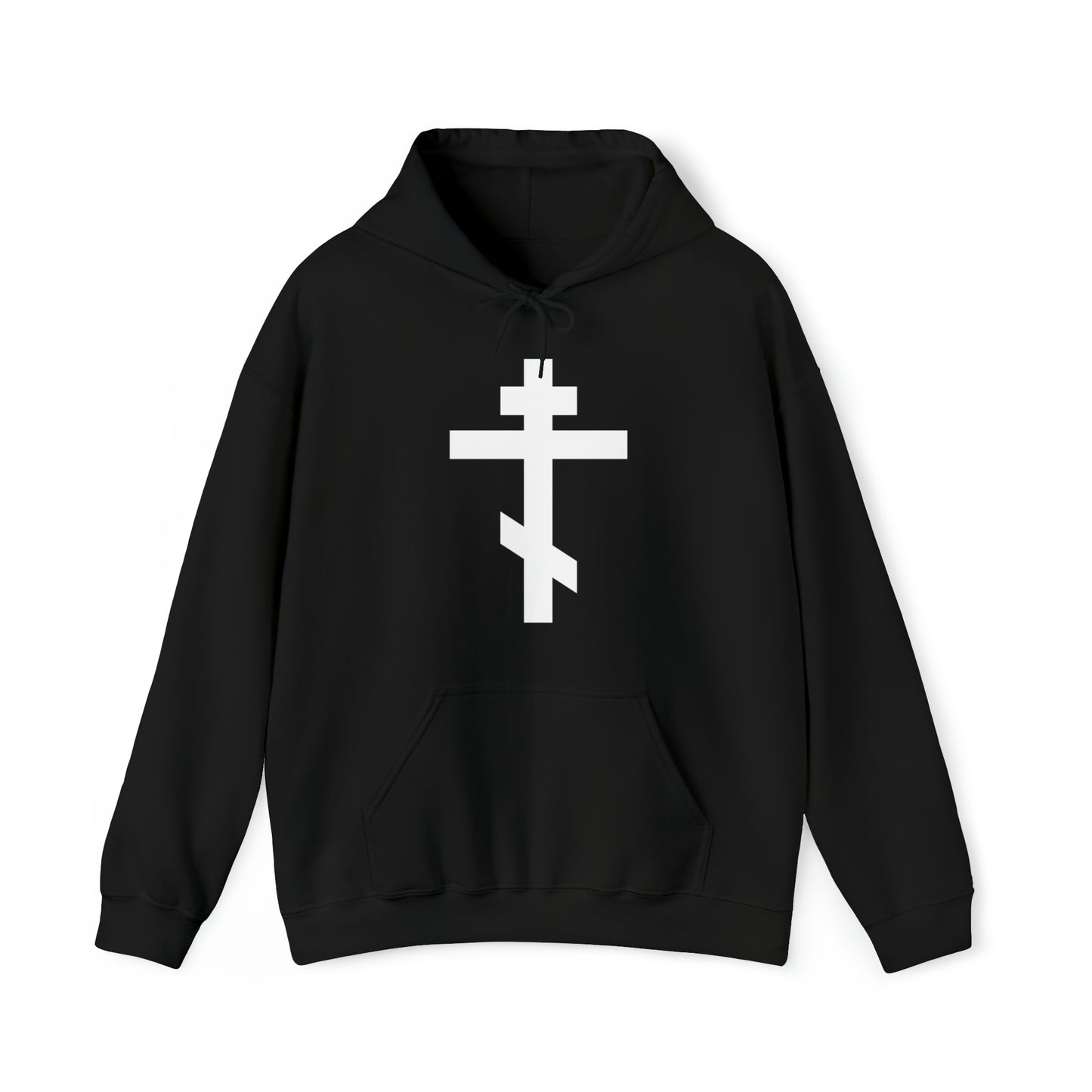 Simple Orthodox Cross (White) No. 1 | Orthodox Christian Hoodie / Hooded Sweatshirt