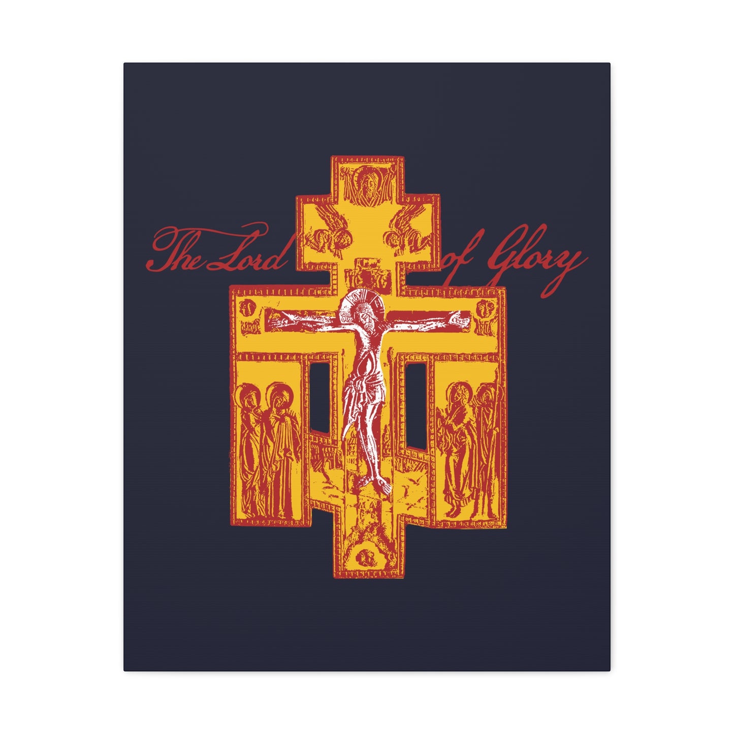 The Lord of Glory | Russian Golgotha Crucifix IconoGraphic (Blue BG) | 1 Corinthians 2:8 | Orthodox Christian Canvas Art