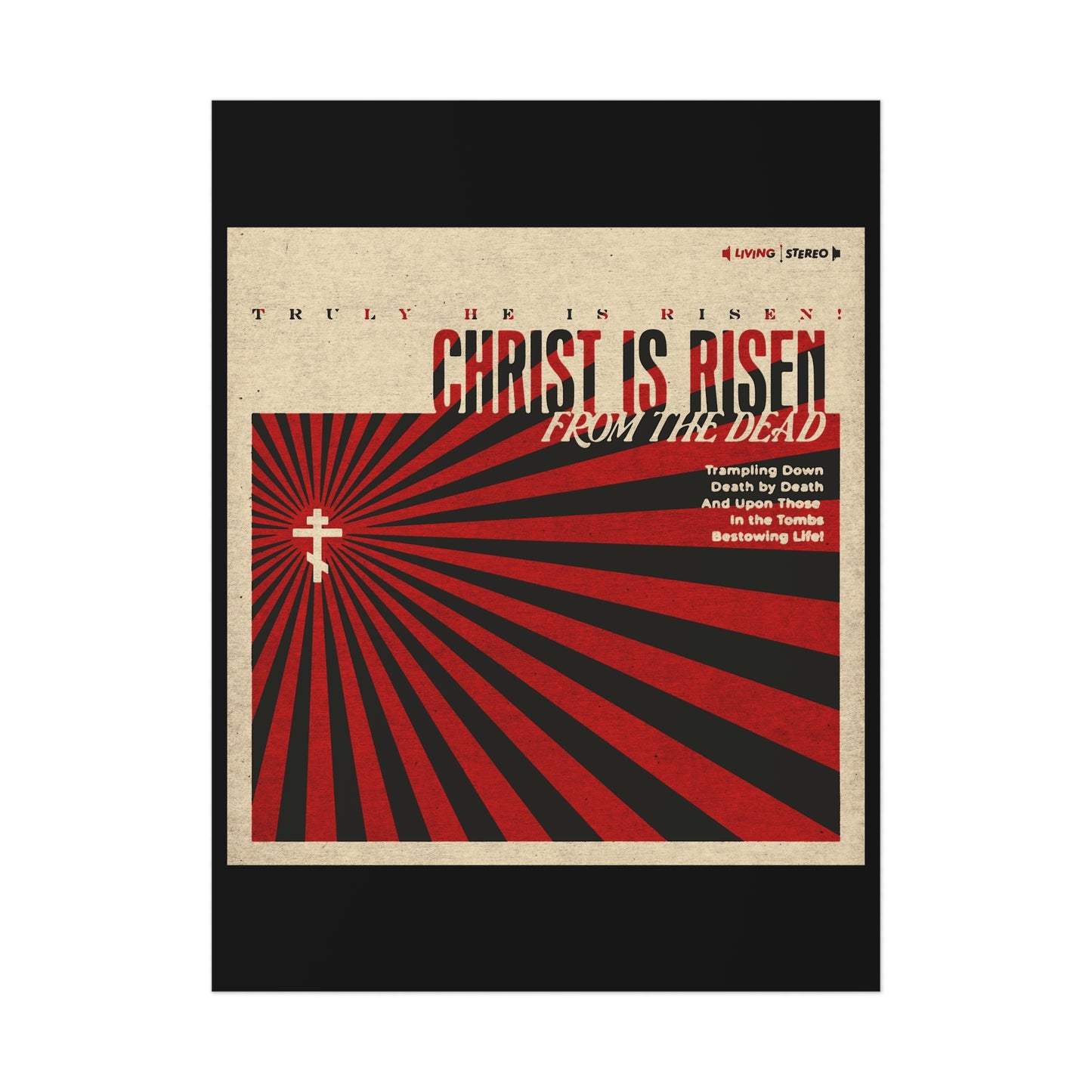 Christ is Risen from the Dead | Paschal Troparion | Retro LP Cover Design | Orthodox Christian Art Poster