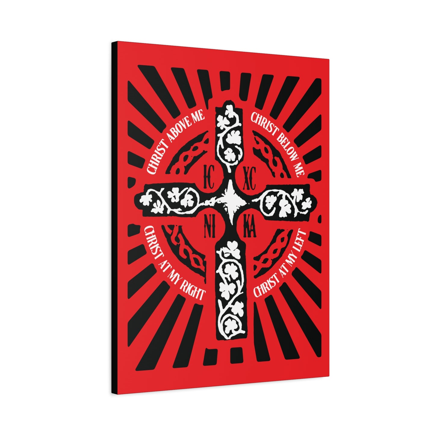 Red ICXC NIKA Enniskillen Celtic Cross | Lorica of St. Patrick | Shield Prayer | Orthodox Christian Canvas Art