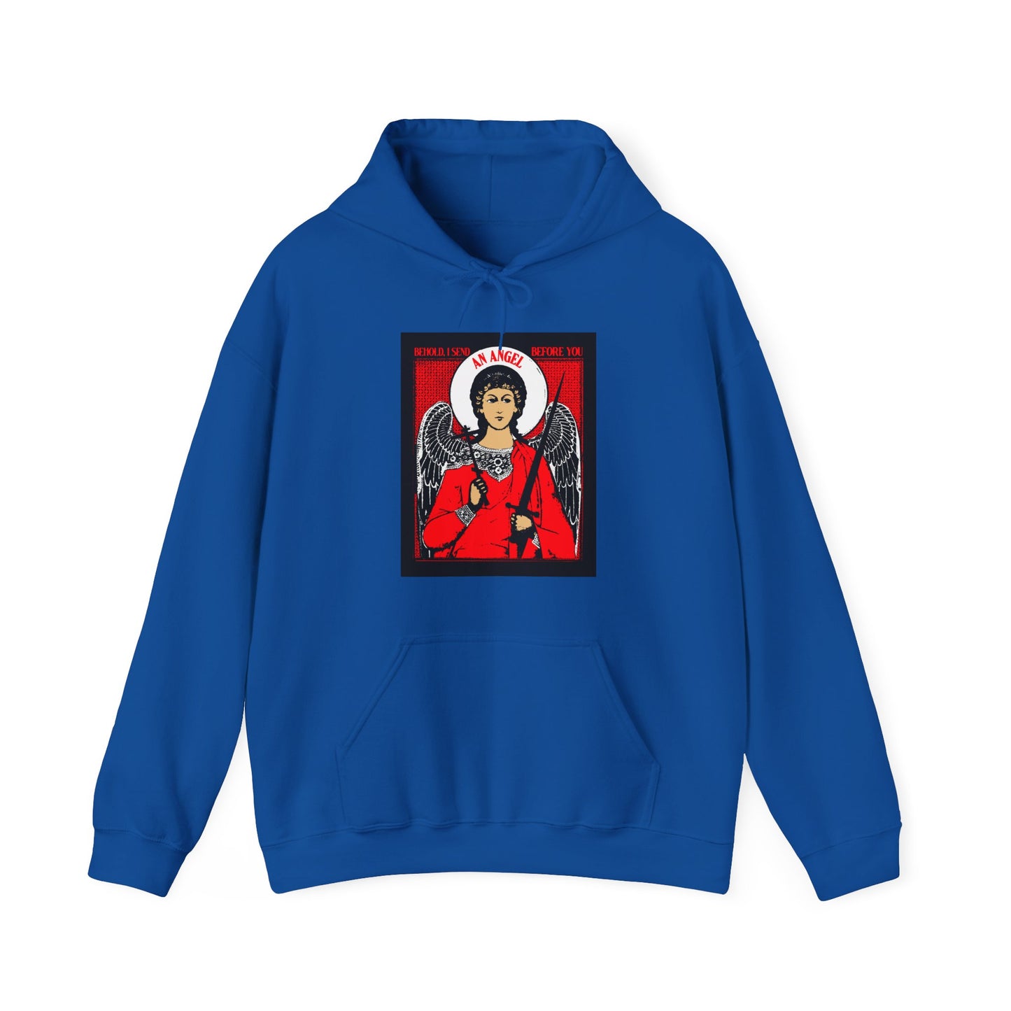 Behold I Send an Angel Before You (Ex 23:20) | Guardian Angel With Cross & Sword IconoGraphic | Orthodox Christian Hoodie