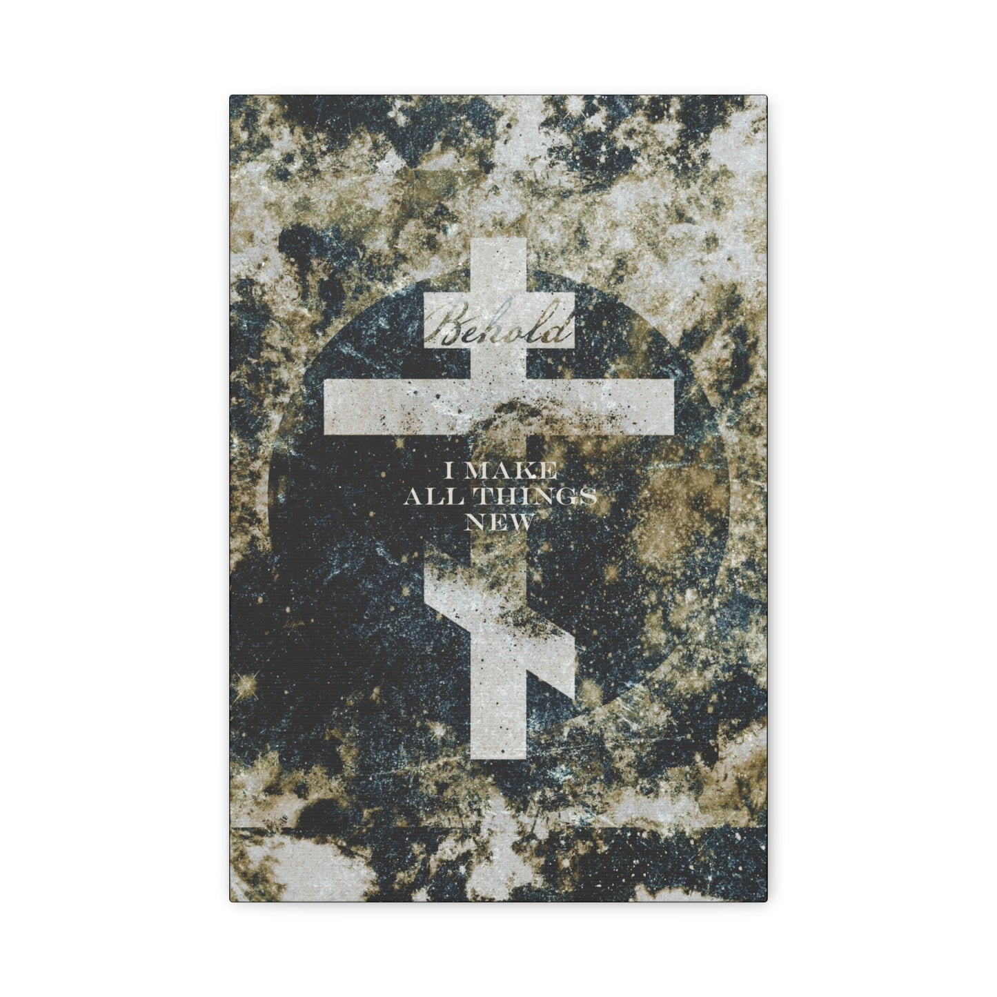 Behold, I Make All Things New | Revelation 21:5 | Cosmic Textured Orthodox Cross | Parousia | Orthodox Christian Canvas Art