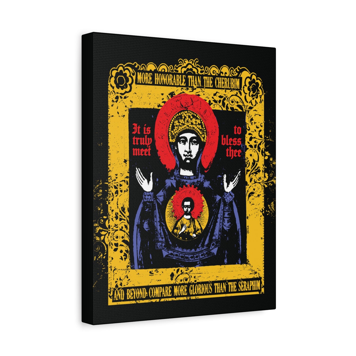 It is Truly Meet To Bless Thee Iconographic | Axion Estin Hymn to the Mother of God Theotokos | Orthodox Christian Canvas Art
