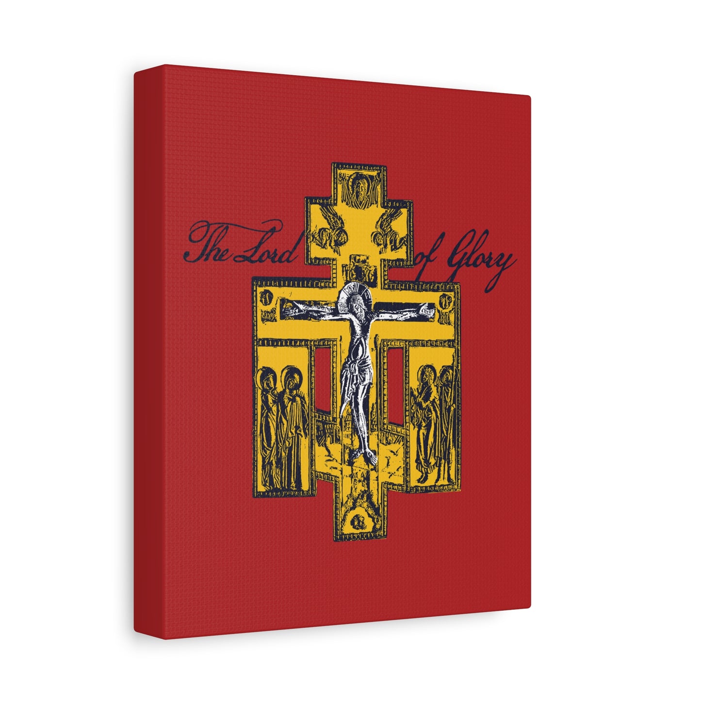 The Lord of Glory | Russian Golgotha Crucifix IconoGraphic (Red BG) | 1 Corinthians 2:8 | Orthodox Christian Canvas Art