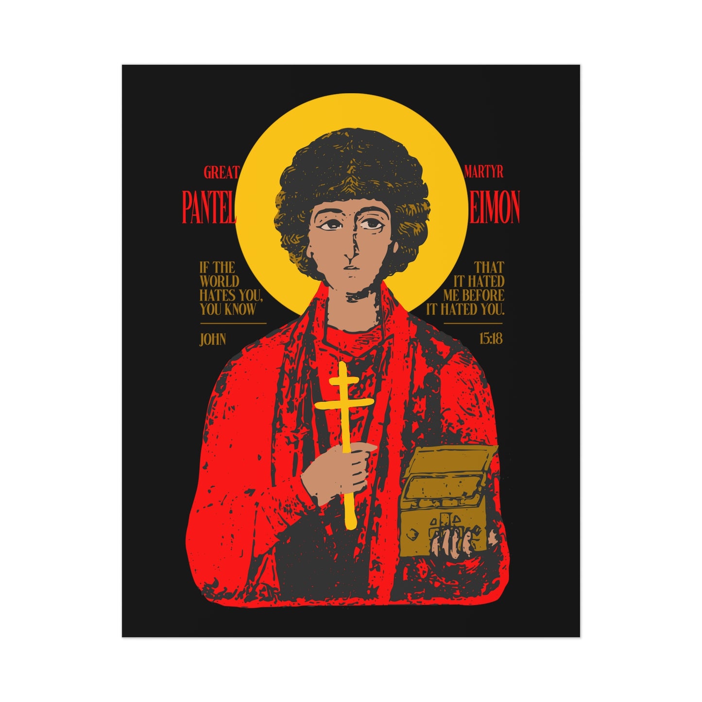 Great-Martyr Panteleimon IconoGraphic No. 1 | Orthodox Christian Art Poster