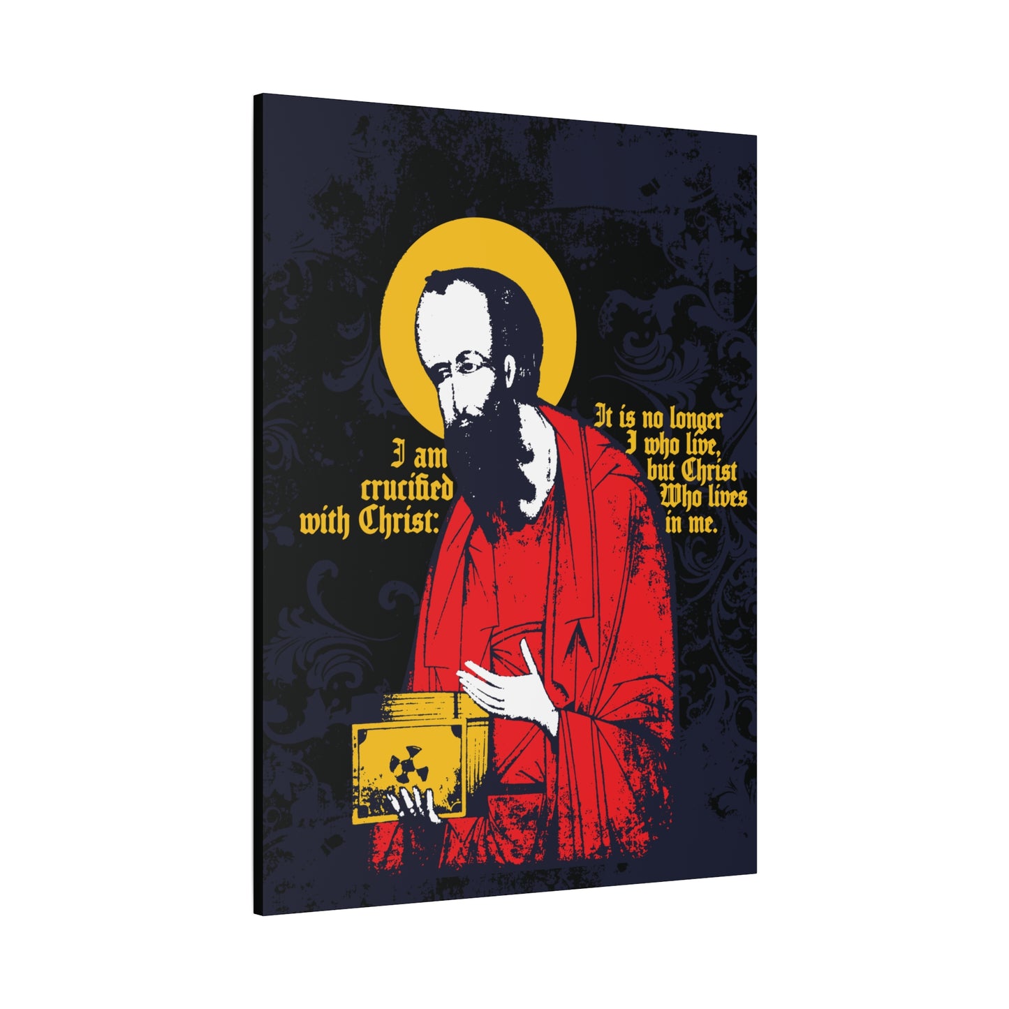 St Paul Holding Gospel Iconographic | I am crucified with Christ (Galatians 2:20) | Orthodox Christian Canvas Art