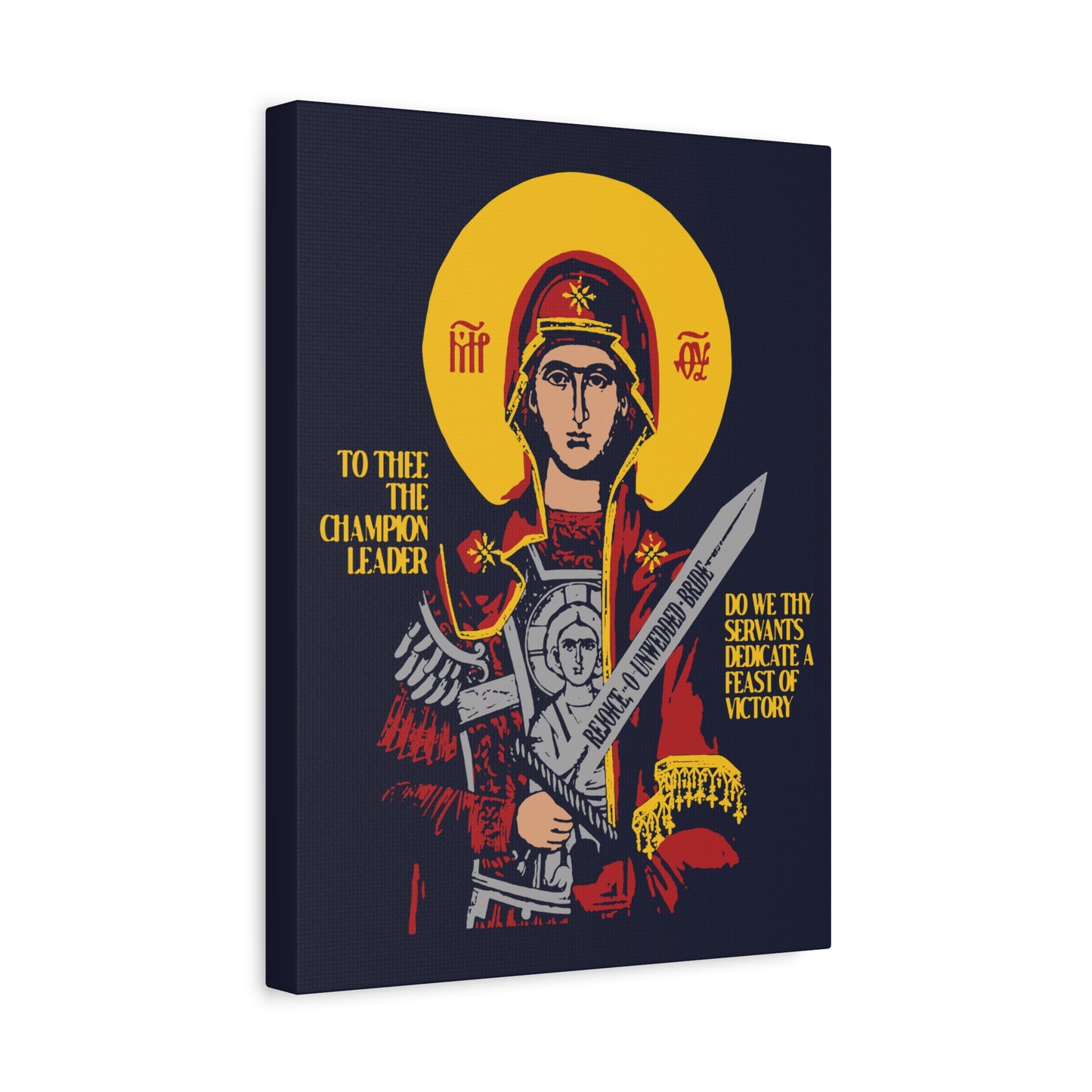 To Thee the Champion Leader | Mother of God | Theotokos with Sword IconoGraphic | Orthodox Christian Canvas Art