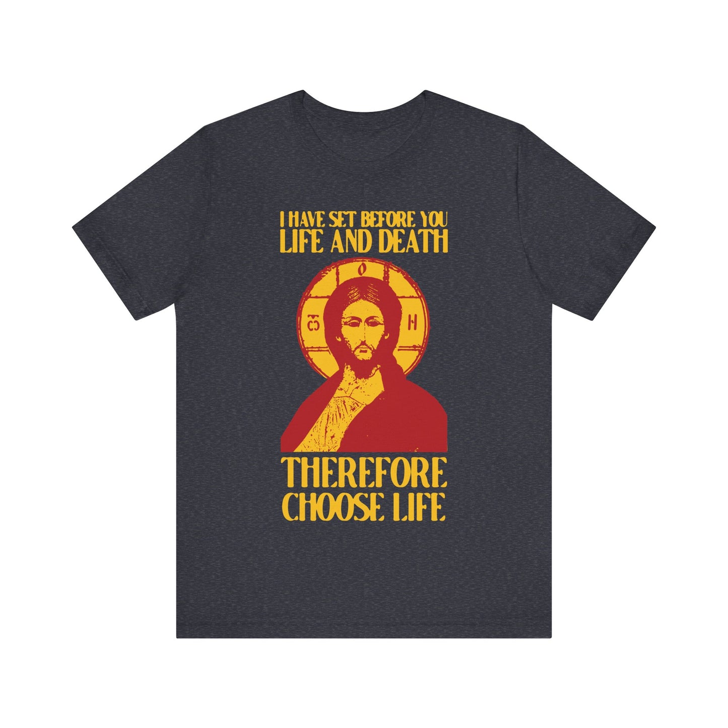 I Have Set Before You Life and Death (Deut. 30:11-20) Blue Design No. 1 | Orthodox Christian T-Shirt