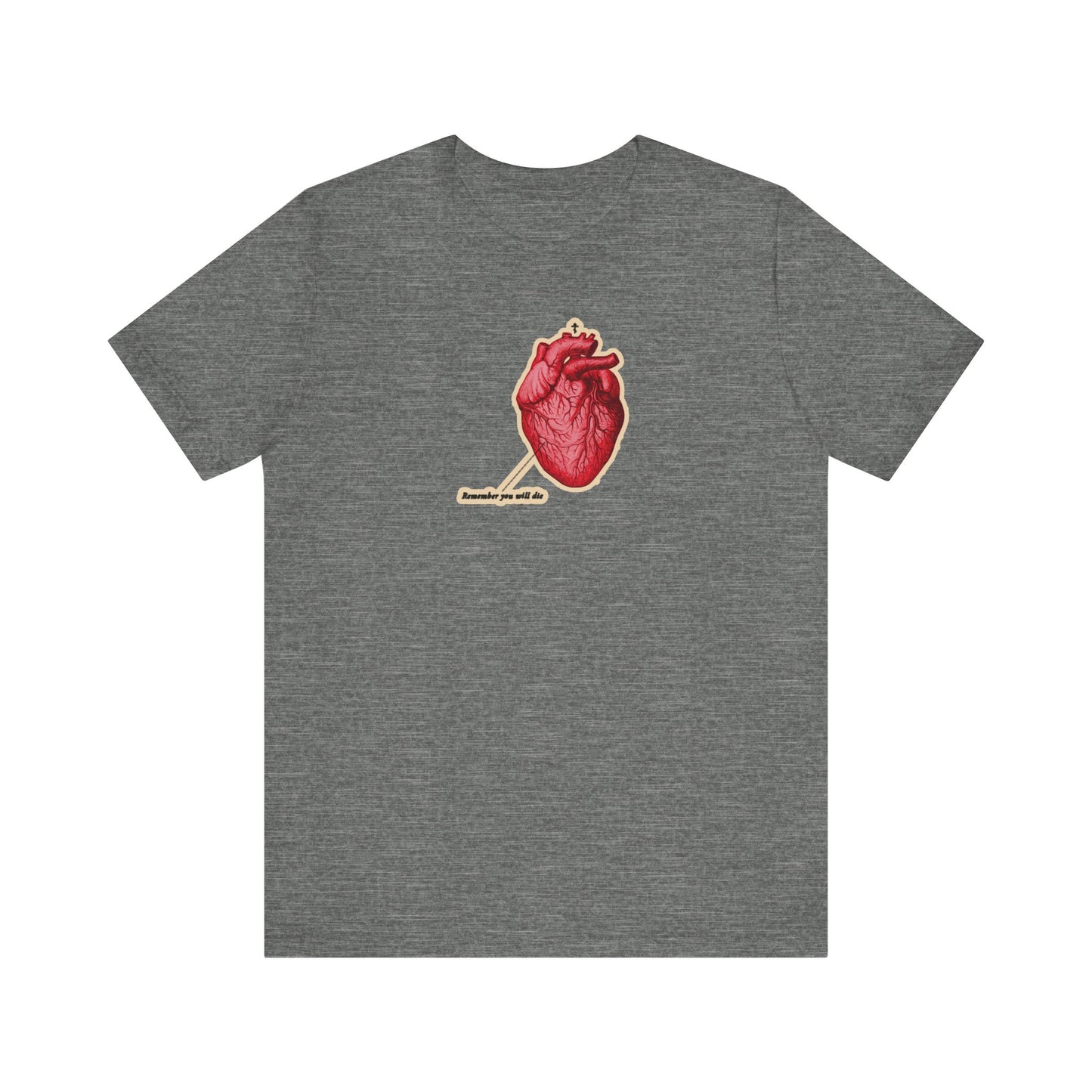 Remember You Will Die Retro Medical Textbook Heart Design | Orthodox Christian T-Shirt-Deep Heather-S-Remembrance of Death