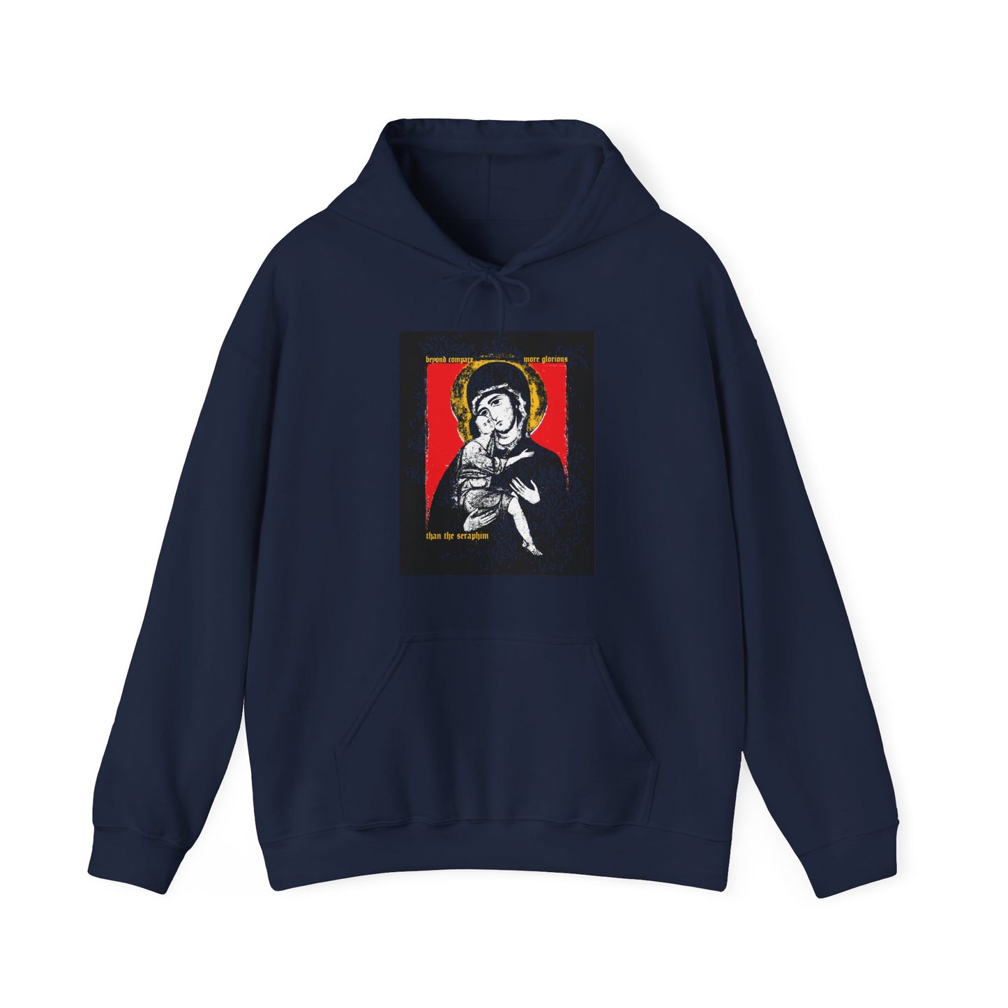 Beyond Compare More Glorious Than the Seraphim | Vladimir Theotokos Iconographic | Orthodox Christian Hoodie