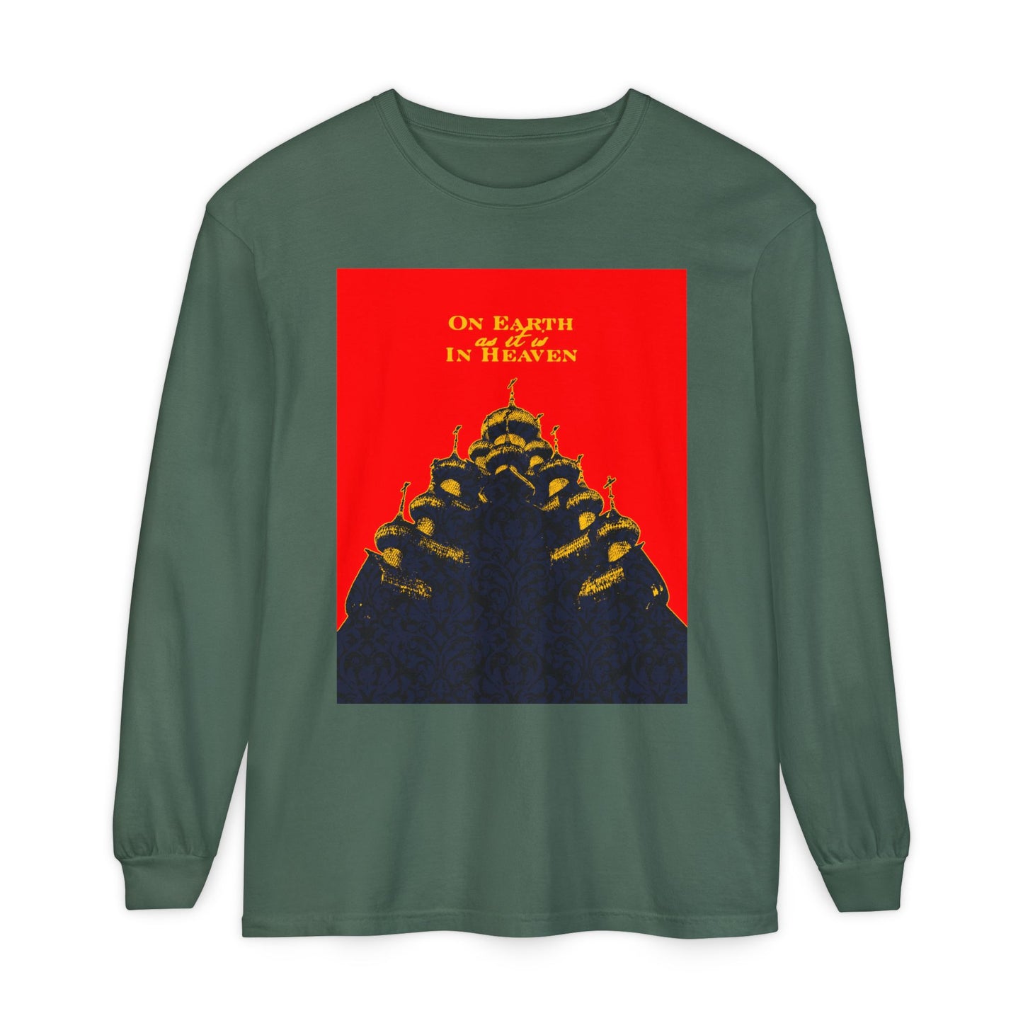 The Church: On Earth As It Is In Heaven | Lord's Prayer | Ancient Russian Wooden Church Design | Orthodox Christian Long Sleeve Shirt