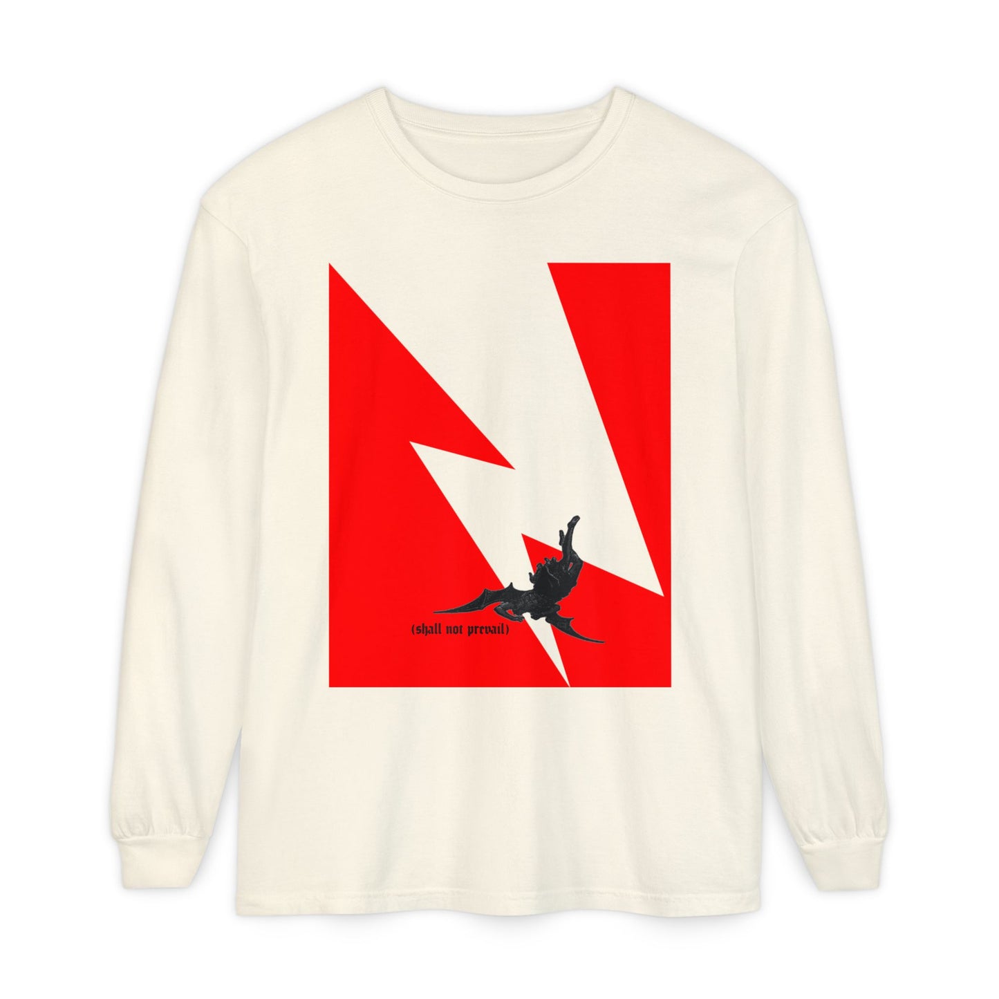 Shall Not Prevail | Satan Fell from Heaven Like Lightning (Luke 10:18) | Minimalist Design | Orthodox Christian Long Sleeve Shirt
