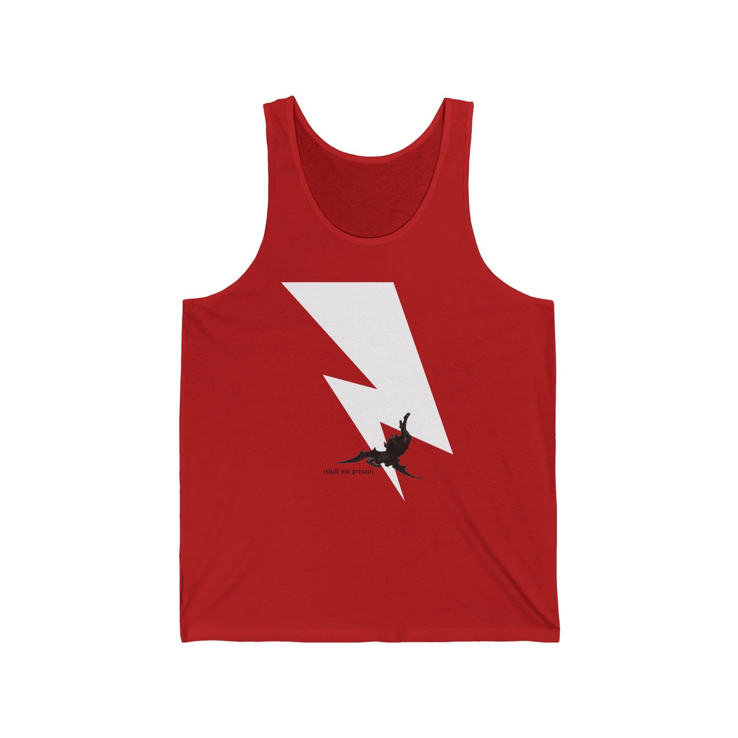 Shall Not Prevail | Satan Fell from Heaven Like Lightning (Luke 10:18) | Minimalist Design | Orthodox Christian Jersey Tank Top