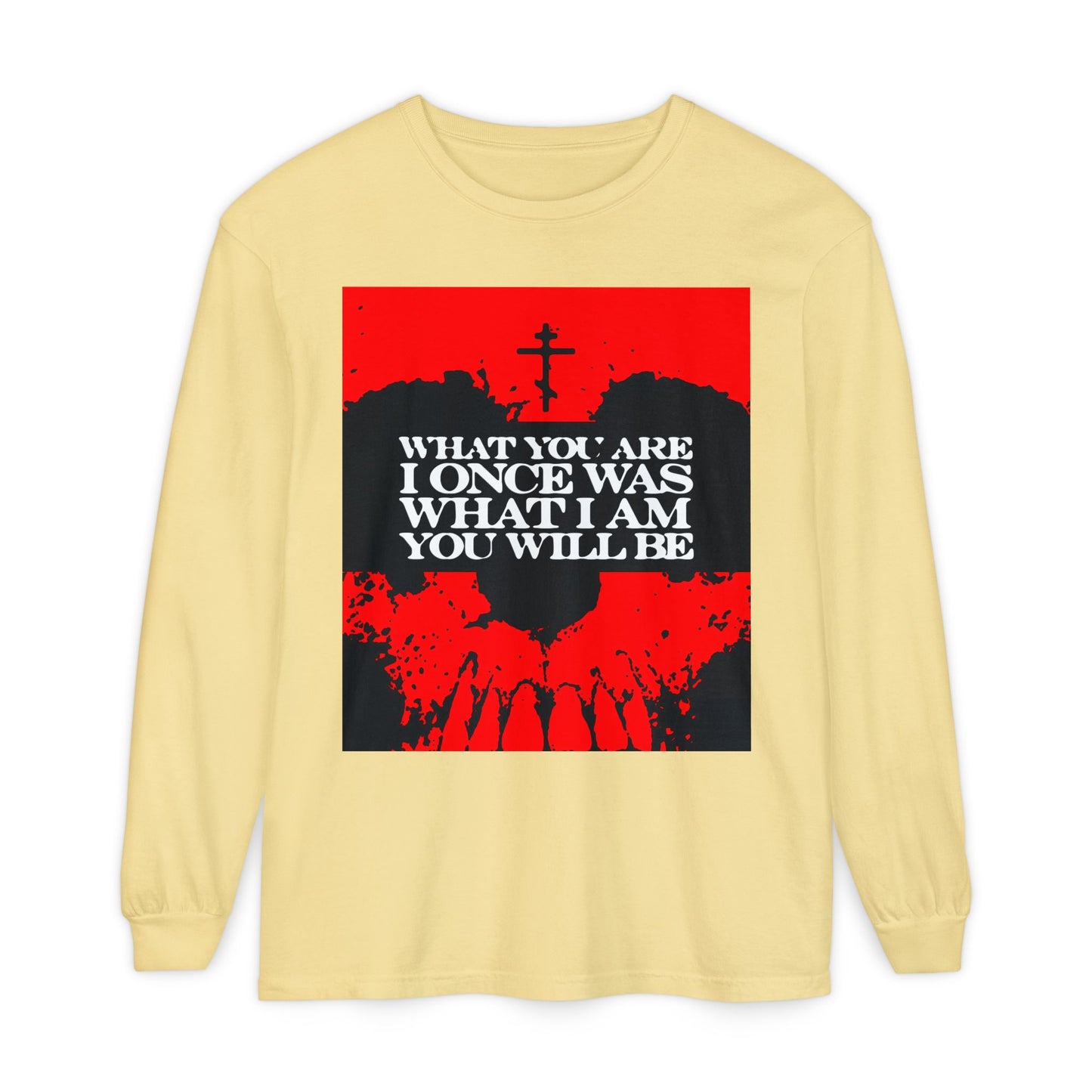 What You Are, I Once Was. What I Am, You Will Be | Memento Mori | Red Skull Remembrance of Death | Orthodox Christian Long Sleeve Shirt