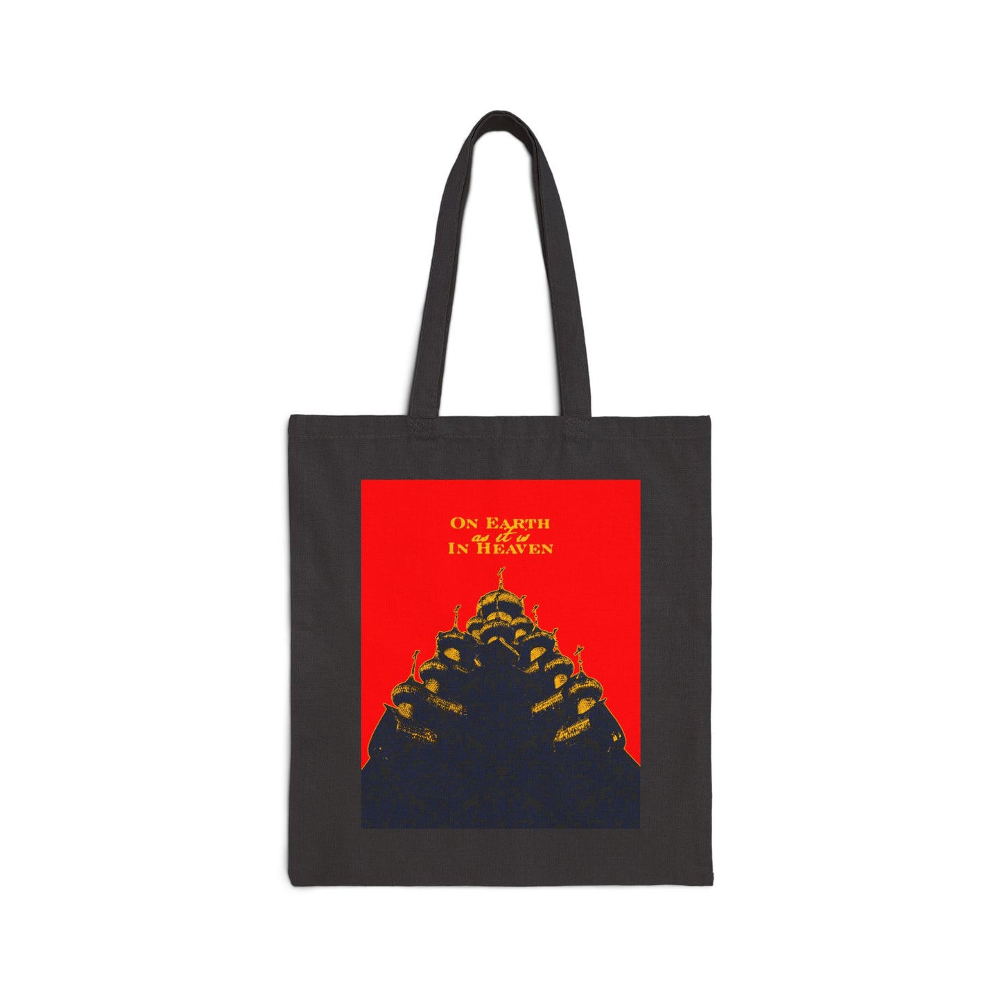 The Church: On Earth As It Is In Heaven | Lord's Prayer | Ancient Russian Wooden Church Design | Orthodox Christian Canvas Tote Bag