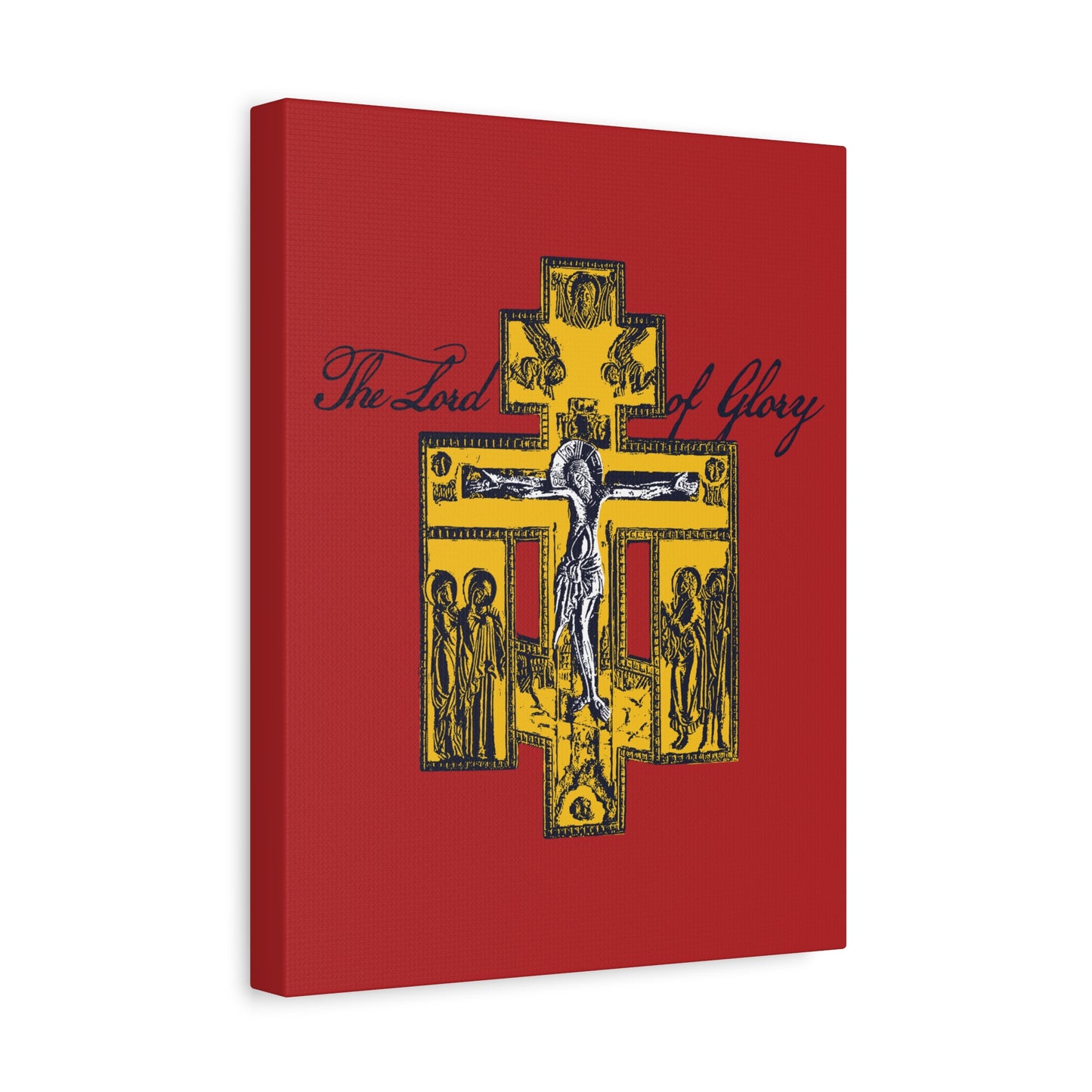 The Lord of Glory | Russian Golgotha Crucifix IconoGraphic (Red BG) | 1 Corinthians 2:8 | Orthodox Christian Canvas Art