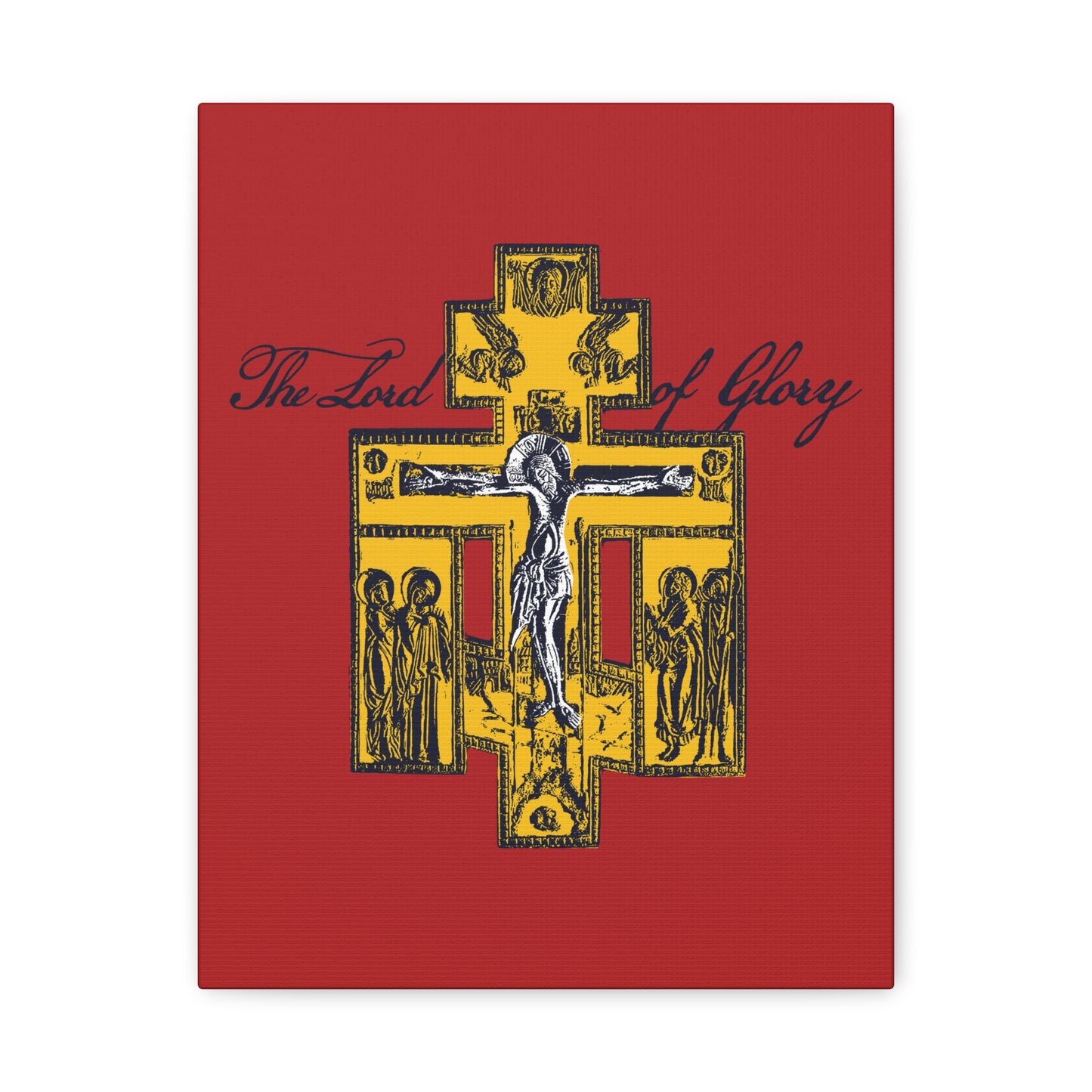 The Lord of Glory | Russian Golgotha Crucifix IconoGraphic (Red BG) | 1 Corinthians 2:8 | Orthodox Christian Canvas Art