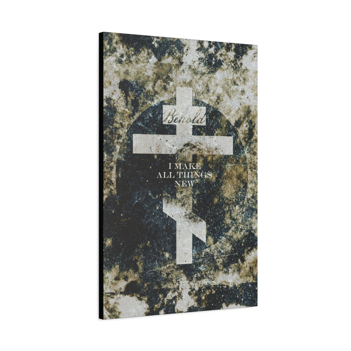 Behold, I Make All Things New | Revelation 21:5 | Cosmic Textured Orthodox Cross | Parousia | Orthodox Christian Canvas Art